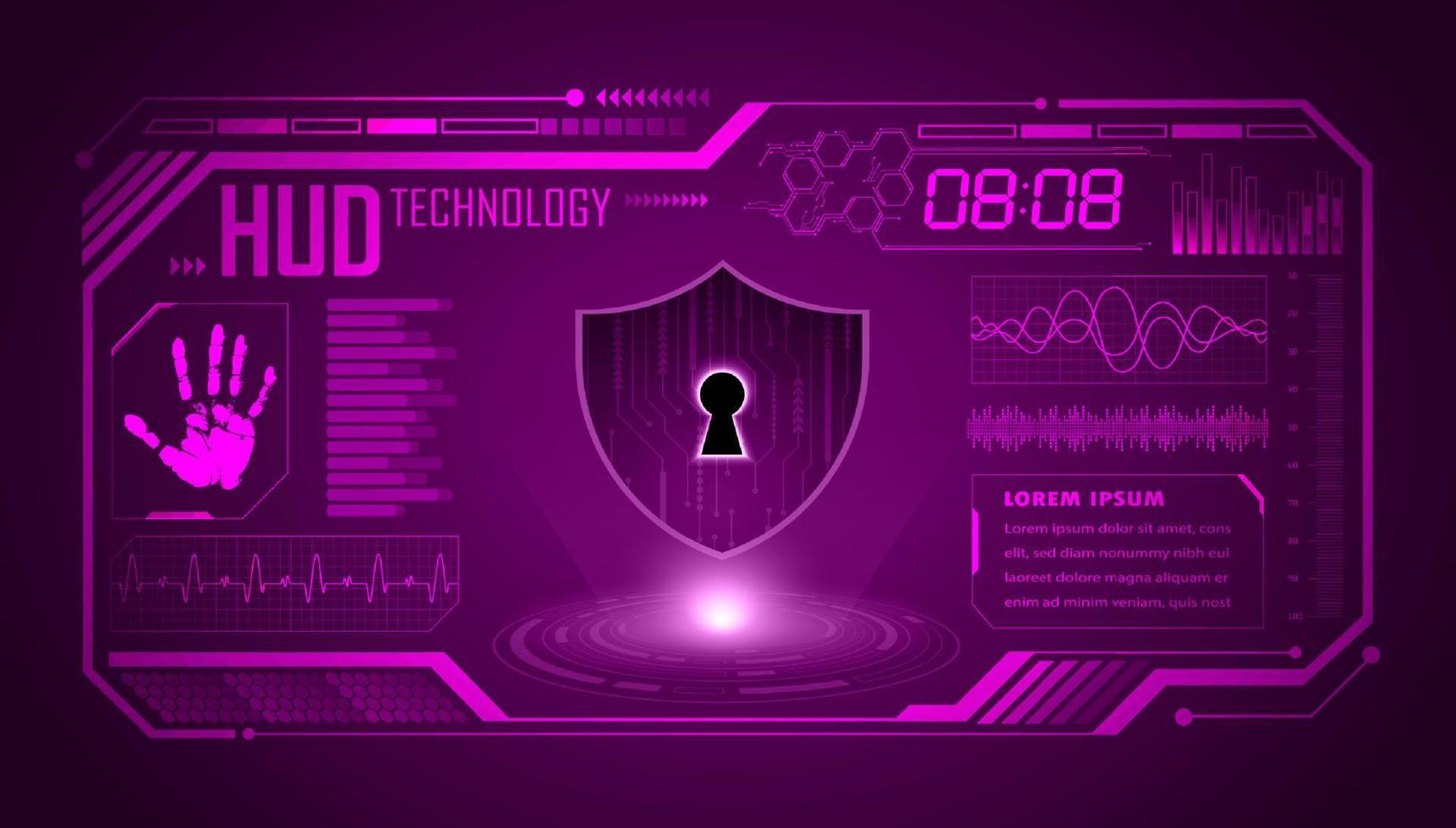 Modern HUD Technology Screen Background with lock vector