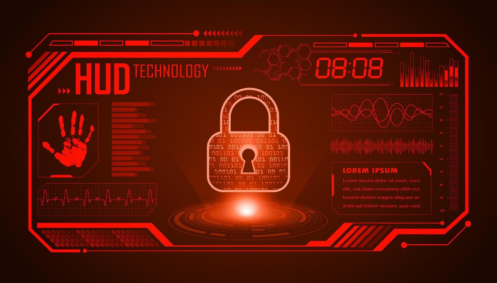 Modern HUD Technology Screen Background with lock vector
