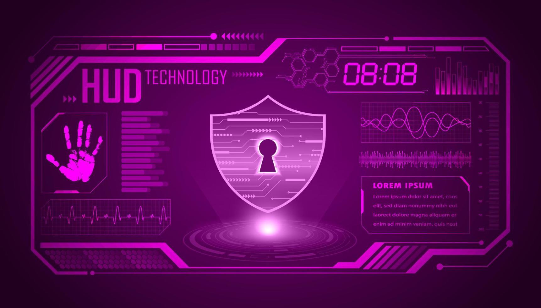 Modern HUD Technology Screen Background with lock vector