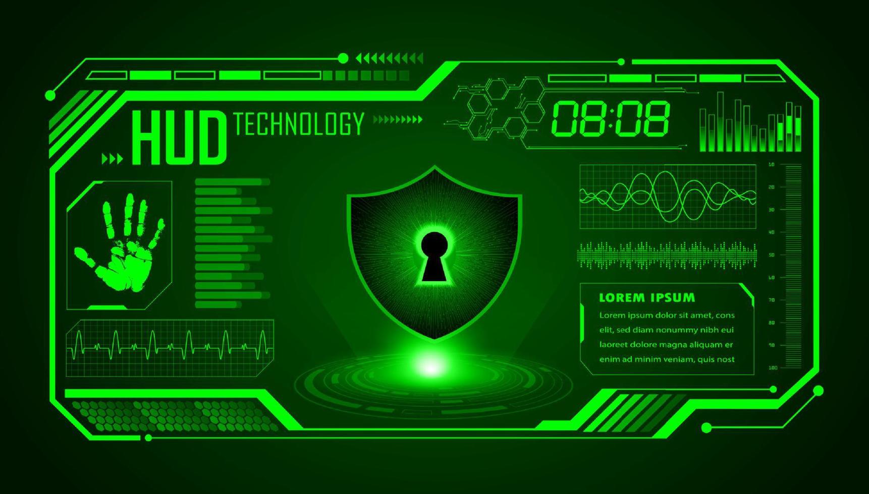 Modern HUD Technology Screen Background with lock vector