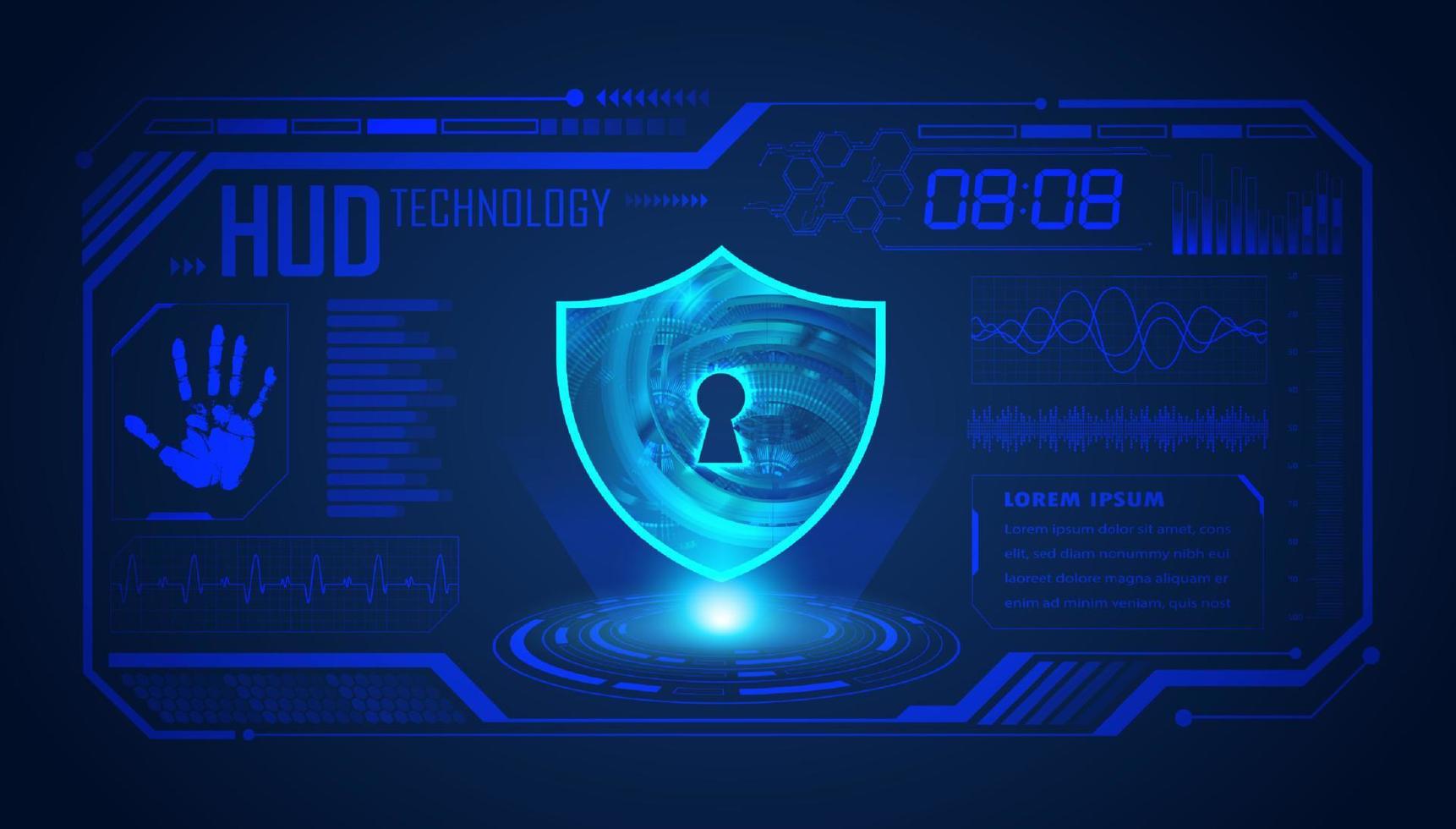 Modern HUD Technology Screen Background with lock vector
