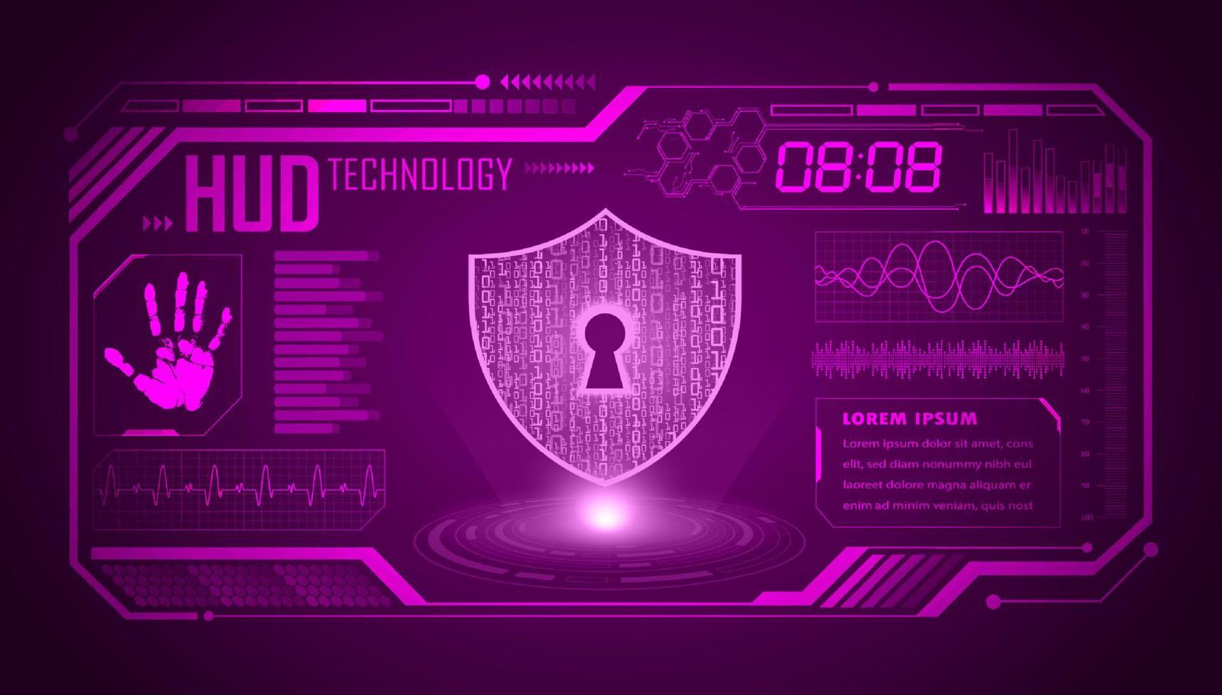 Modern HUD Technology Screen Background with lock vector