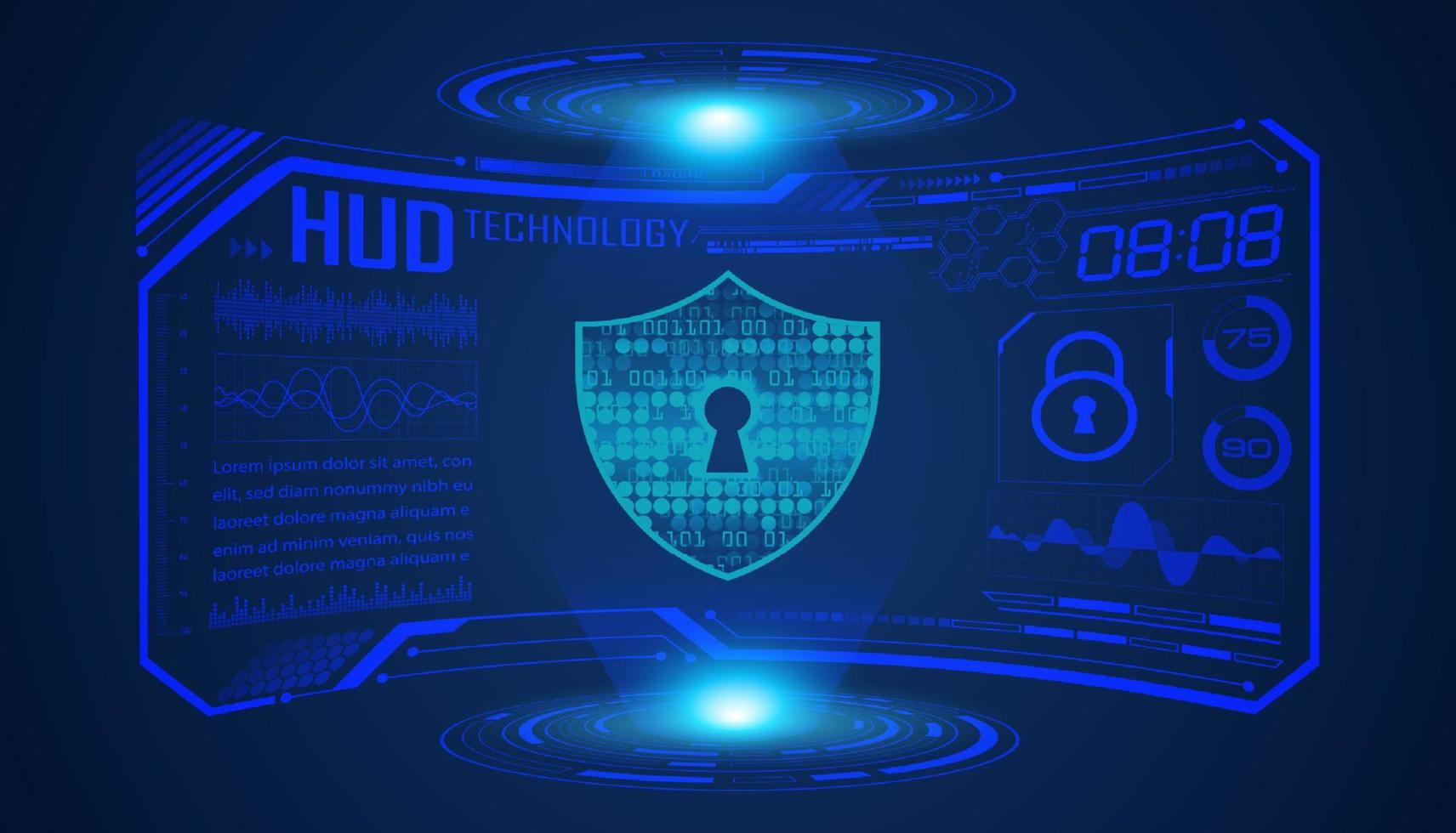 Modern HUD Technology Screen Background with lock vector