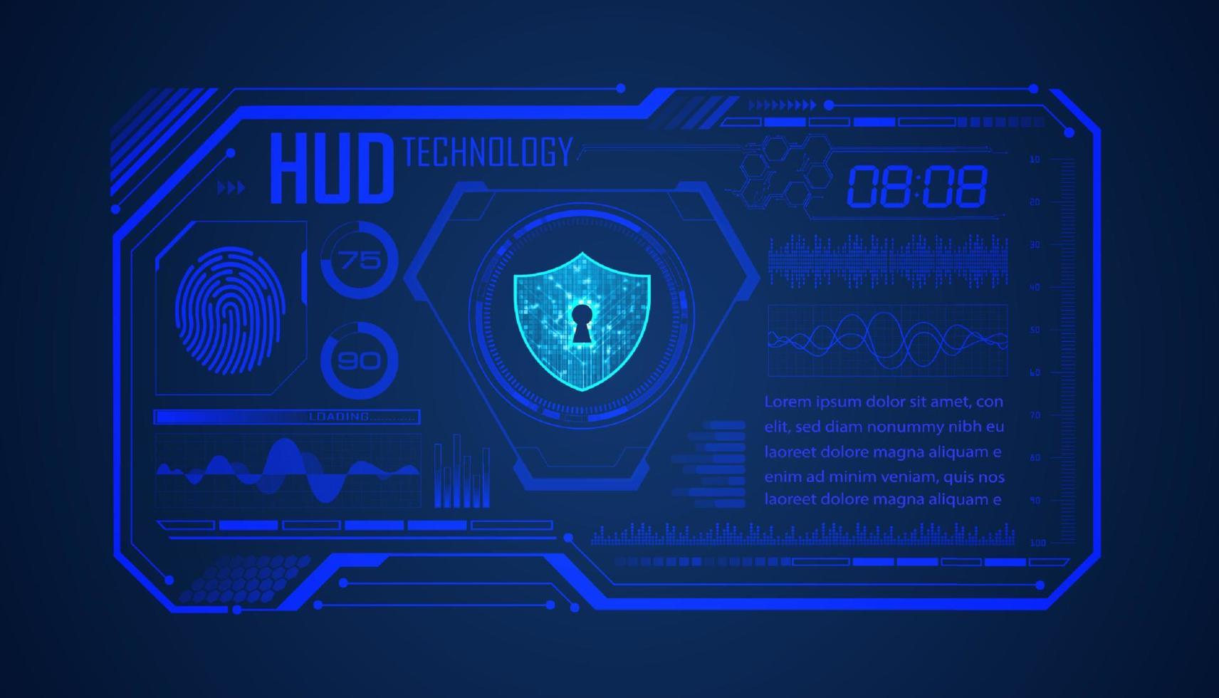 Modern HUD Technology Screen Background with lock vector