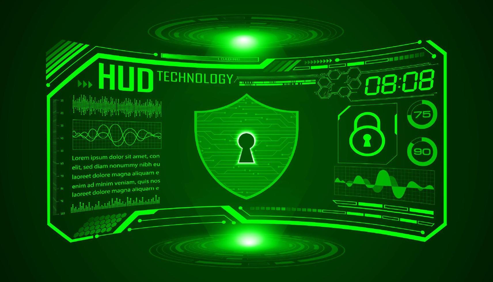 Modern HUD Technology Screen Background with lock vector