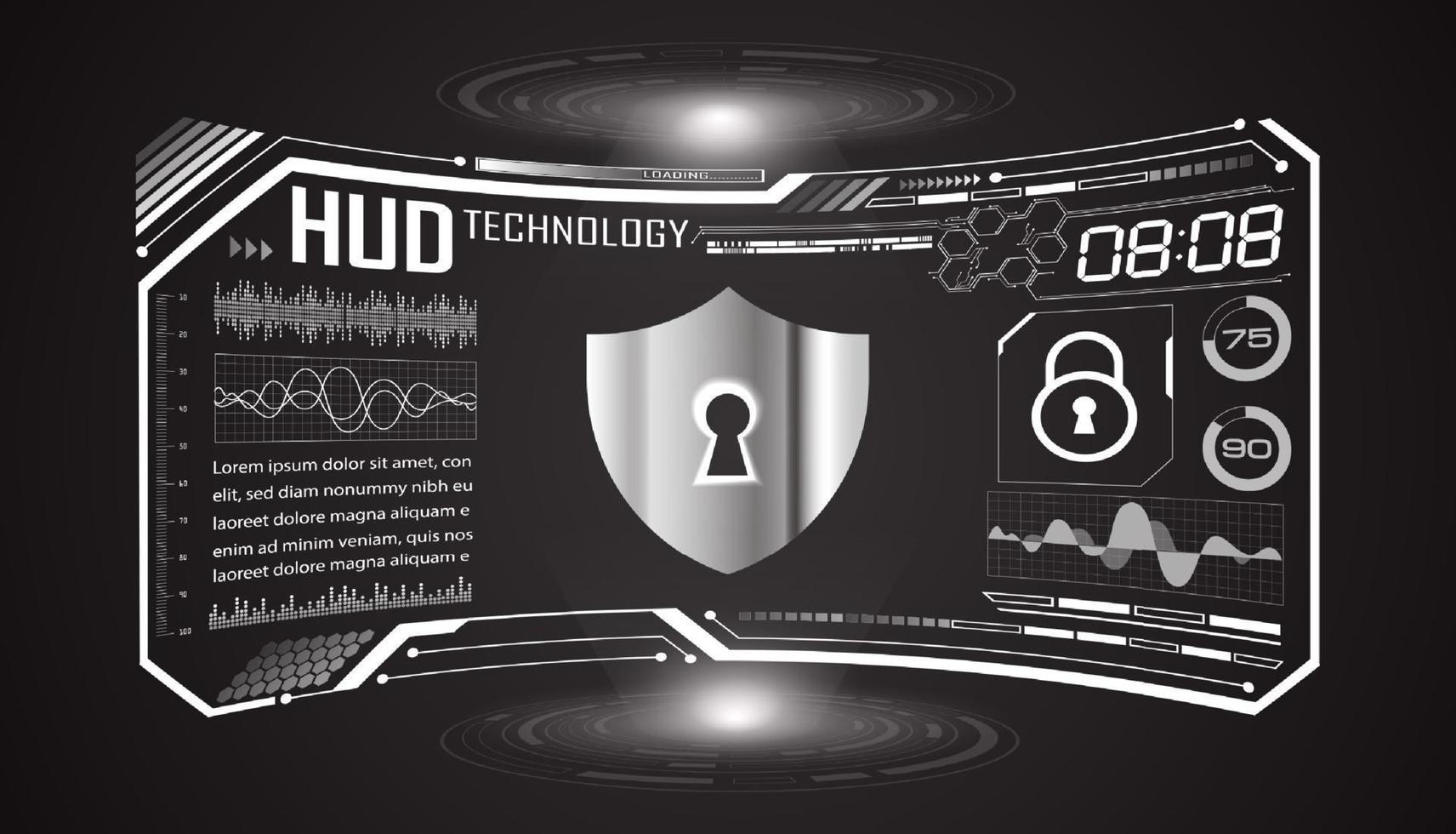Modern HUD Technology Screen Background with lock vector