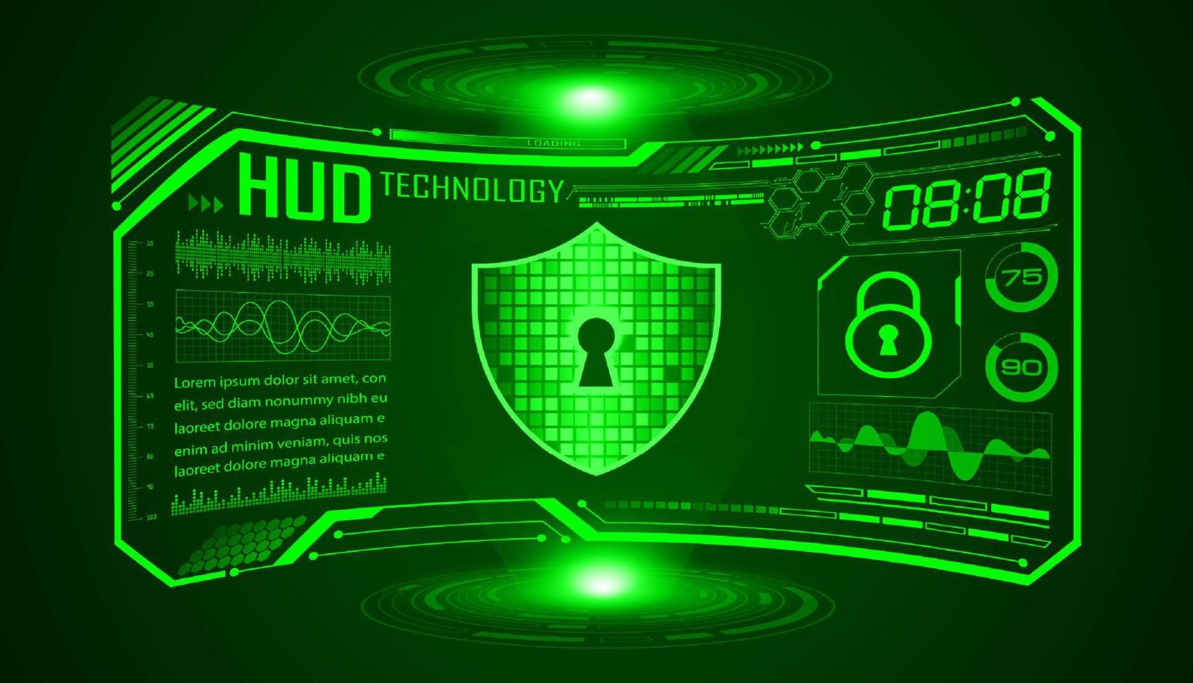 Modern HUD Technology Screen Background with lock vector