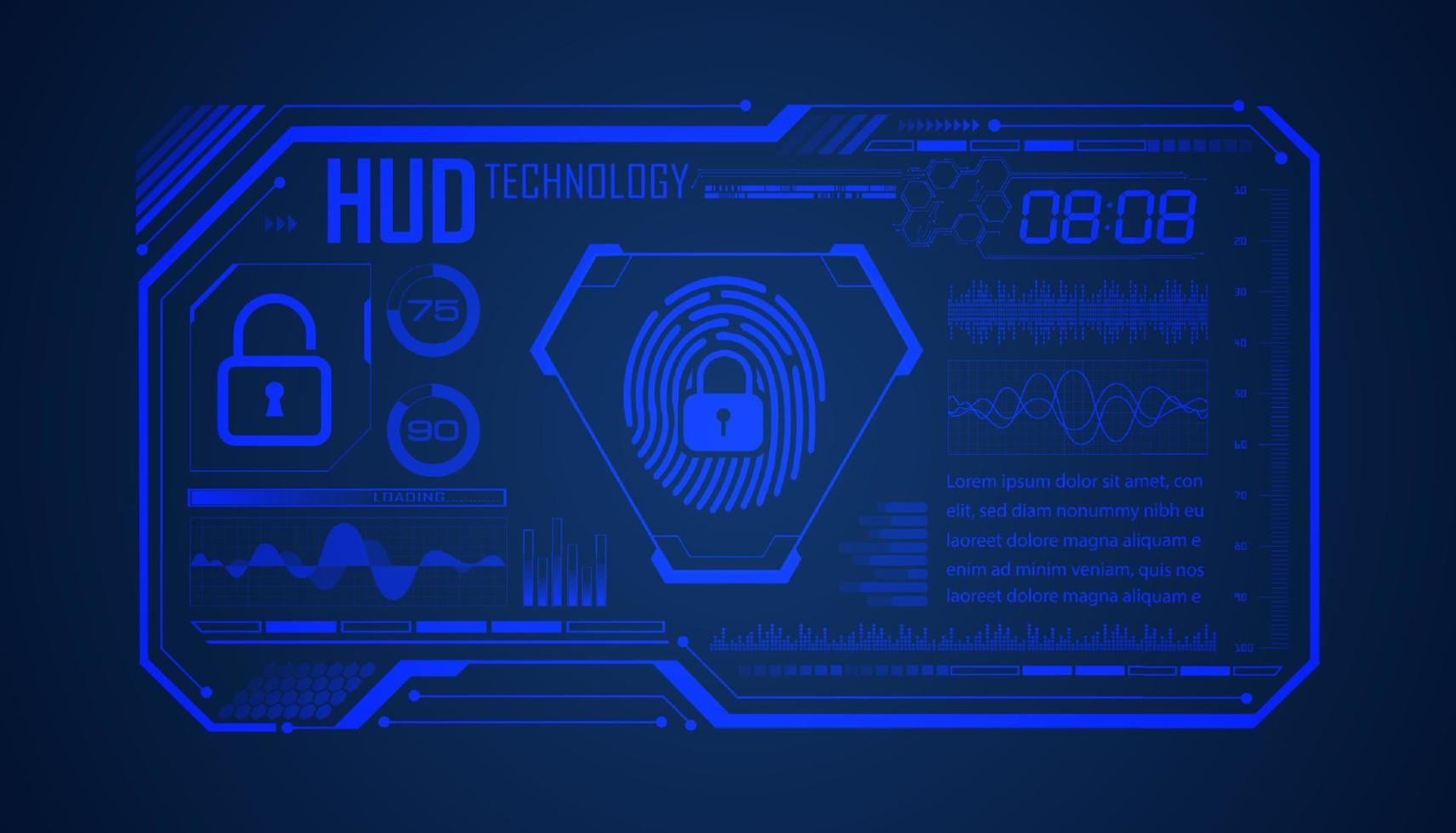 Modern HUD Technology Screen Background with lock vector
