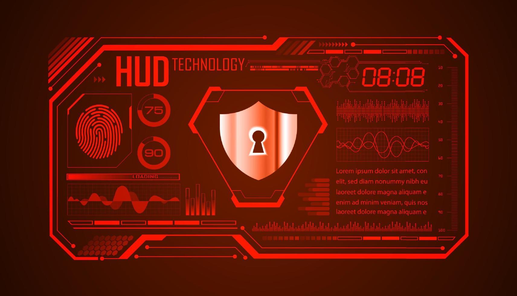 Modern HUD Technology Screen Background with lock vector