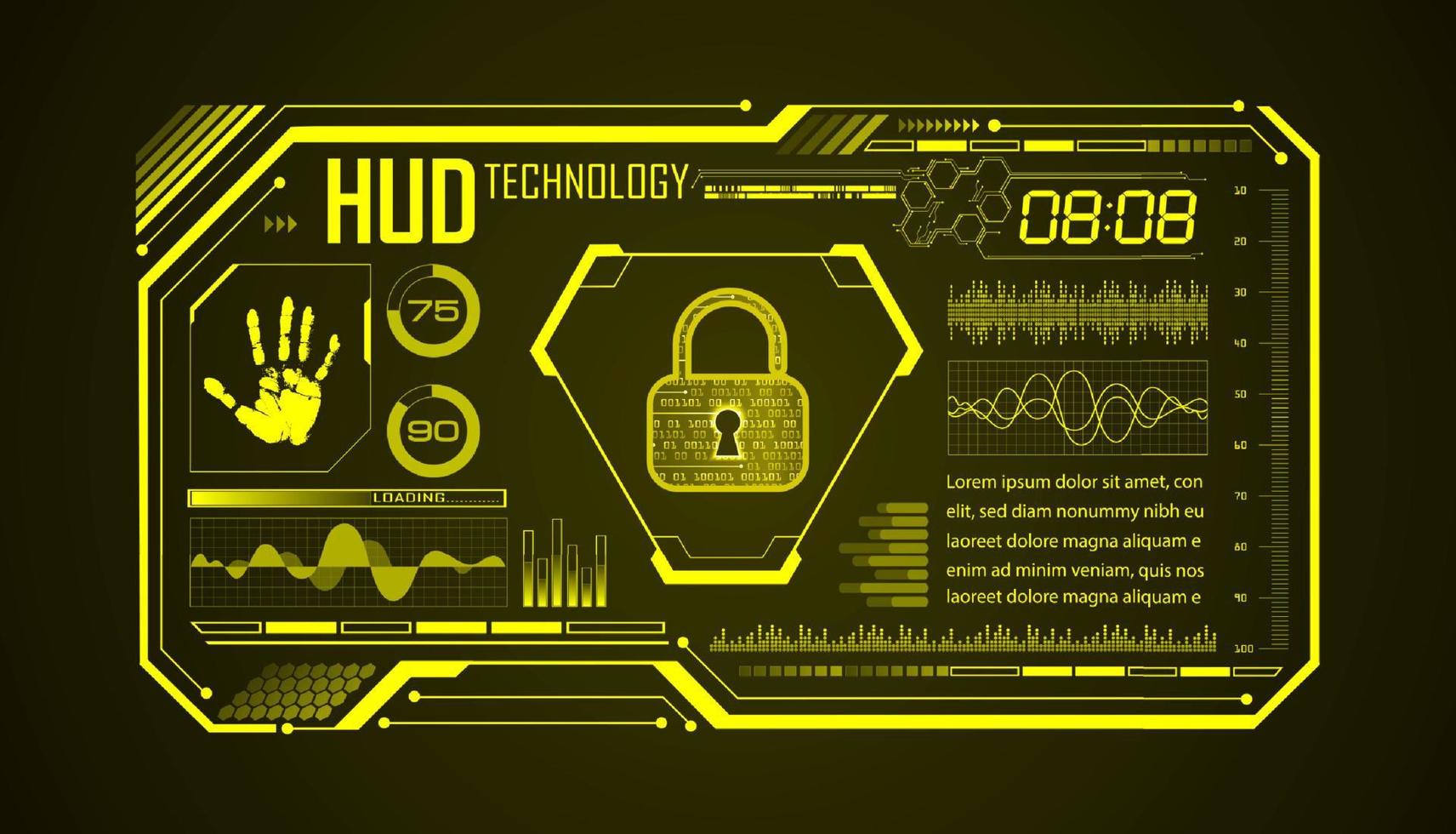 Modern HUD Technology Screen Background with lock vector