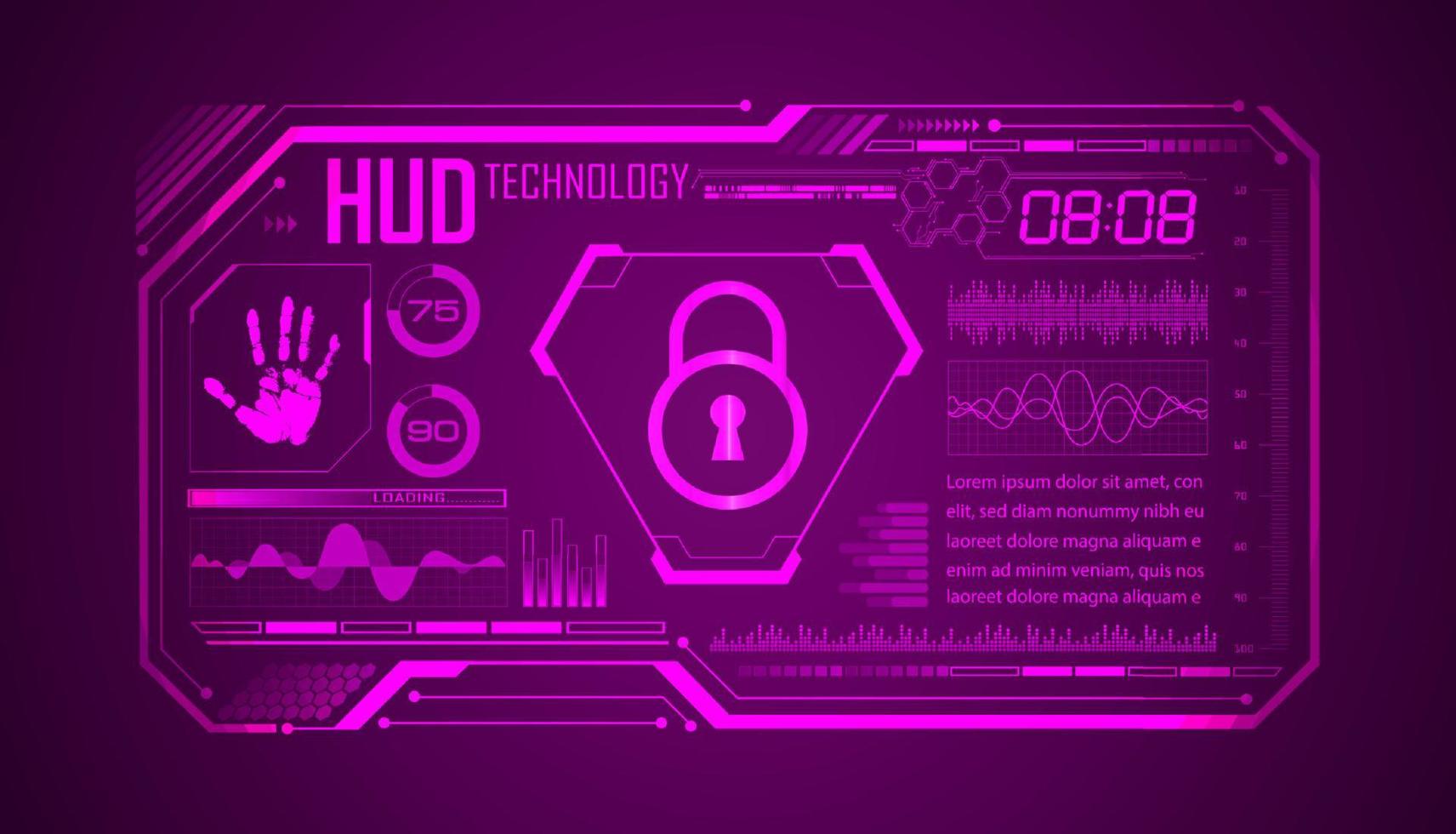 Modern HUD Technology Screen Background with lock vector