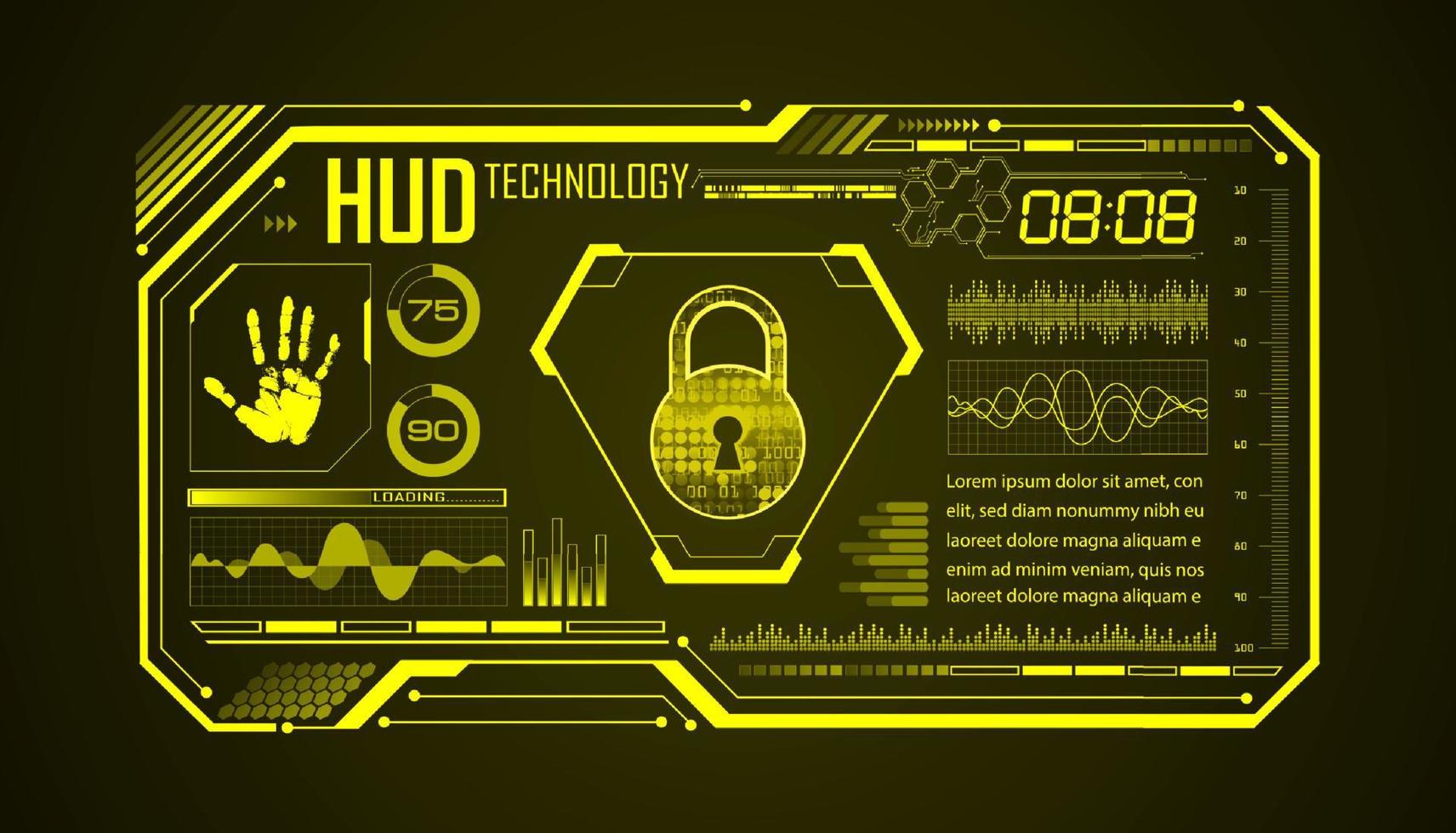 Modern HUD Technology Screen Background with lock vector