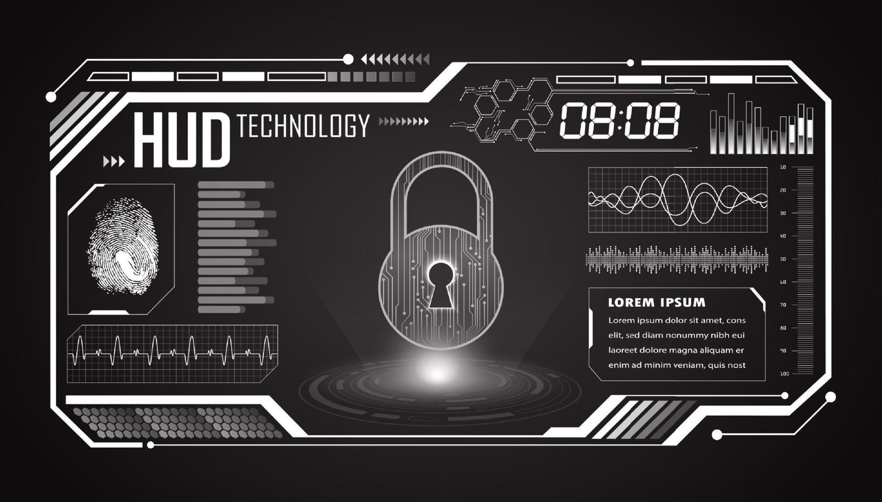 Modern HUD Technology Screen Background with lock vector