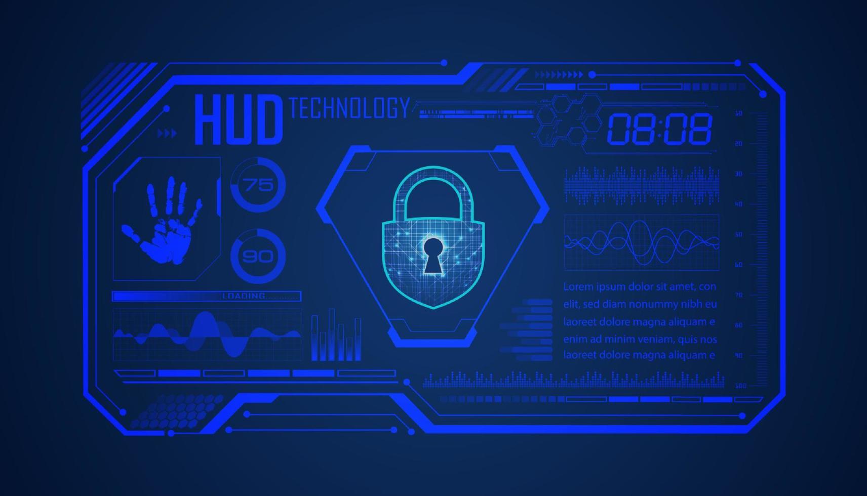 Modern HUD Technology Screen Background with lock vector
