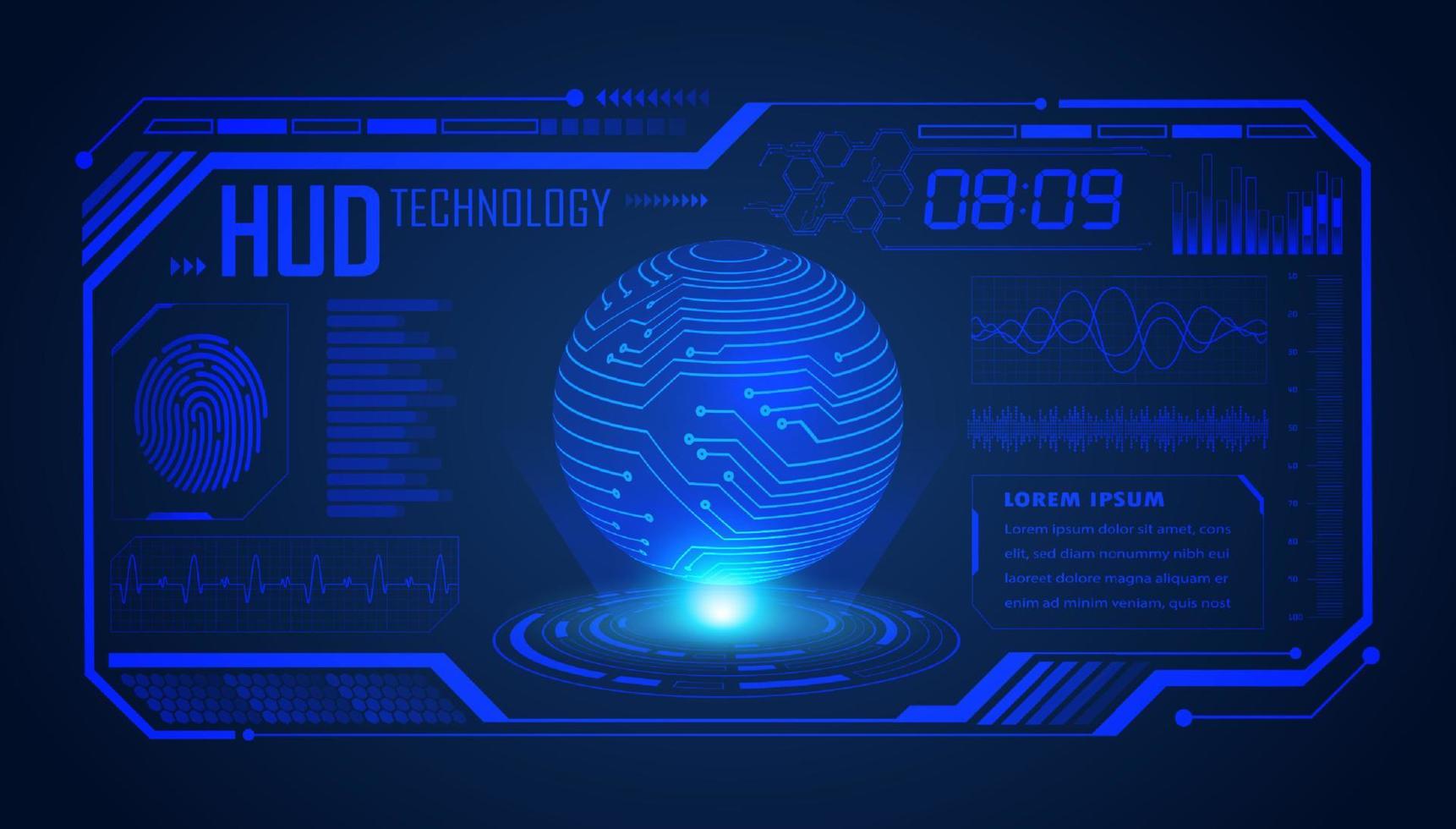 Modern HUD Technology Screen Background with blue globe vector
