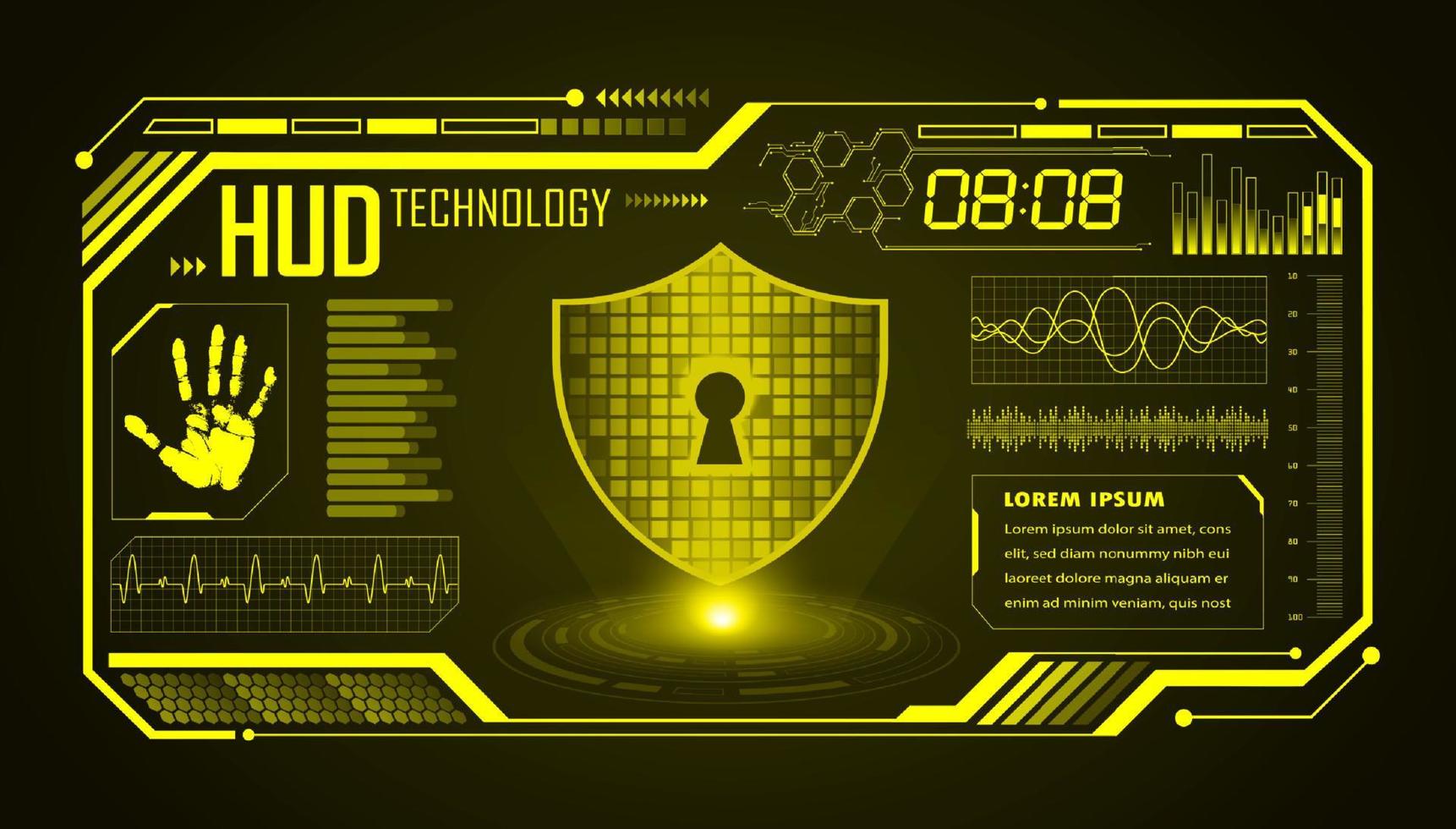 Modern HUD Technology Screen Background with lock vector