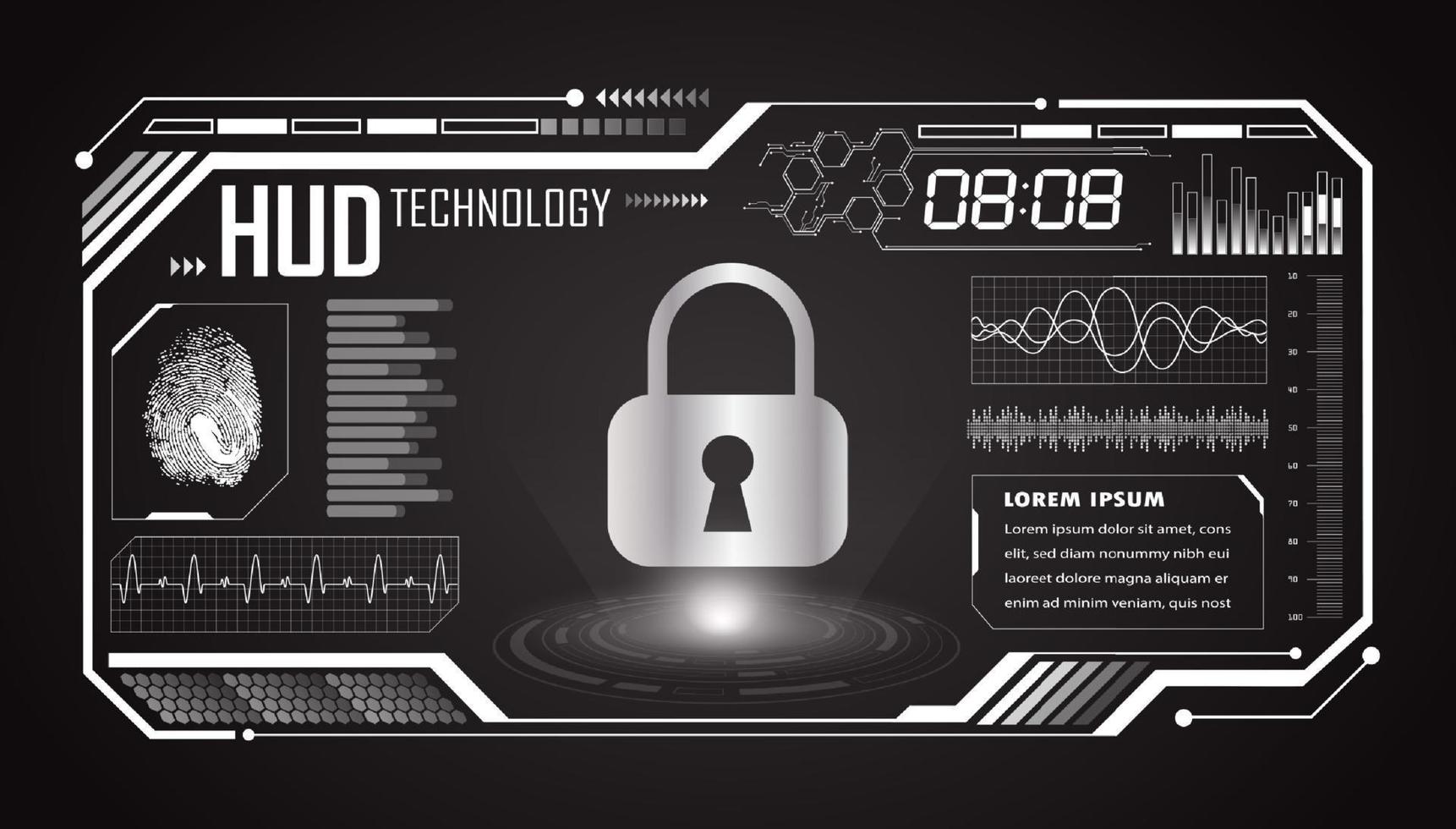 Modern HUD Technology Screen Background with lock vector