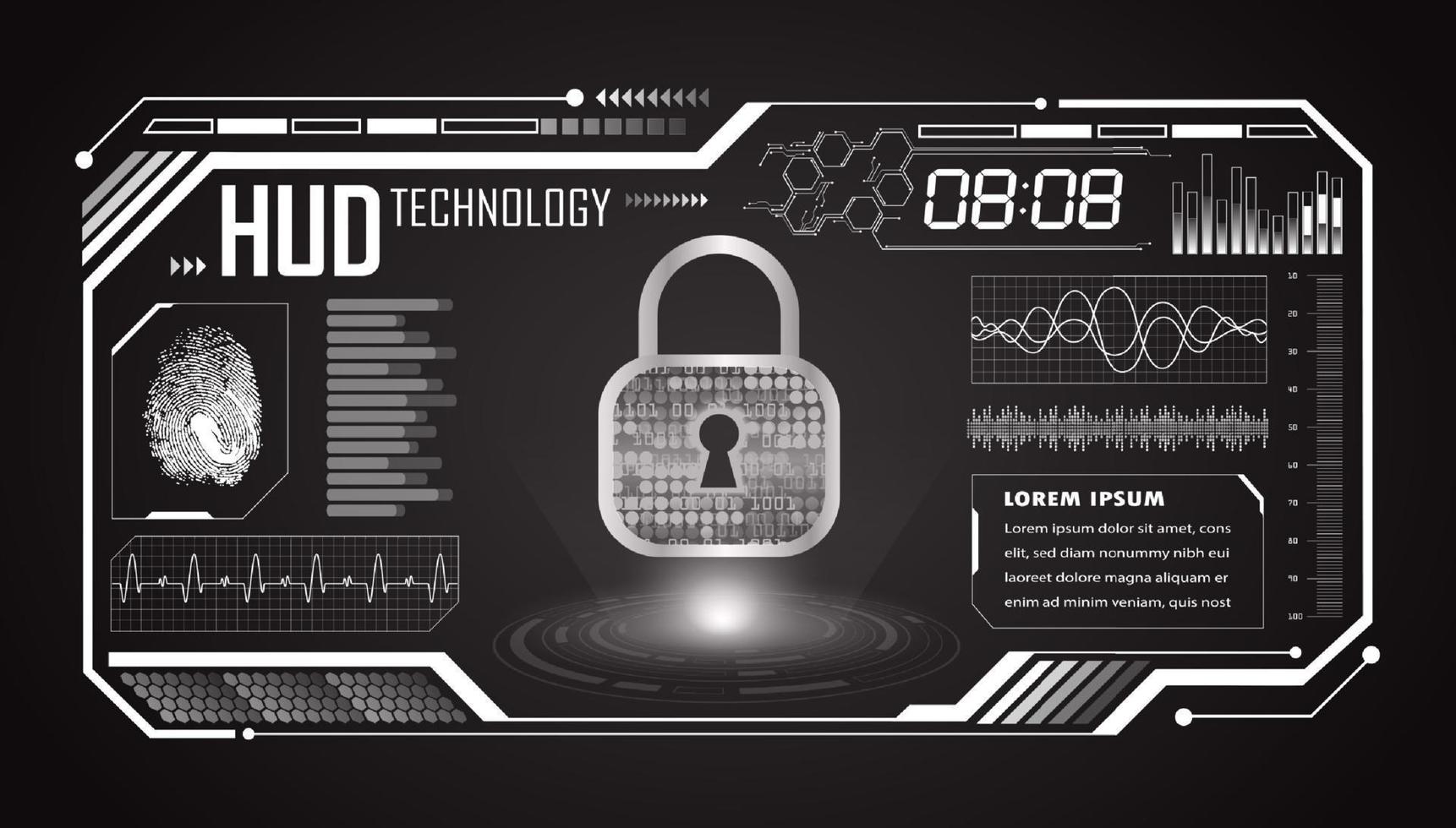 Modern HUD Technology Screen Background with lock vector