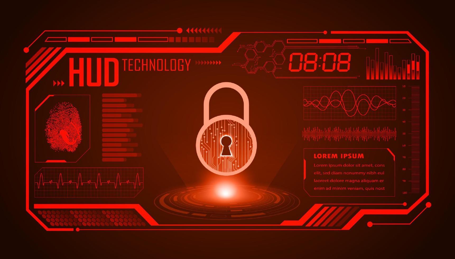 Modern HUD Technology Screen Background with lock vector