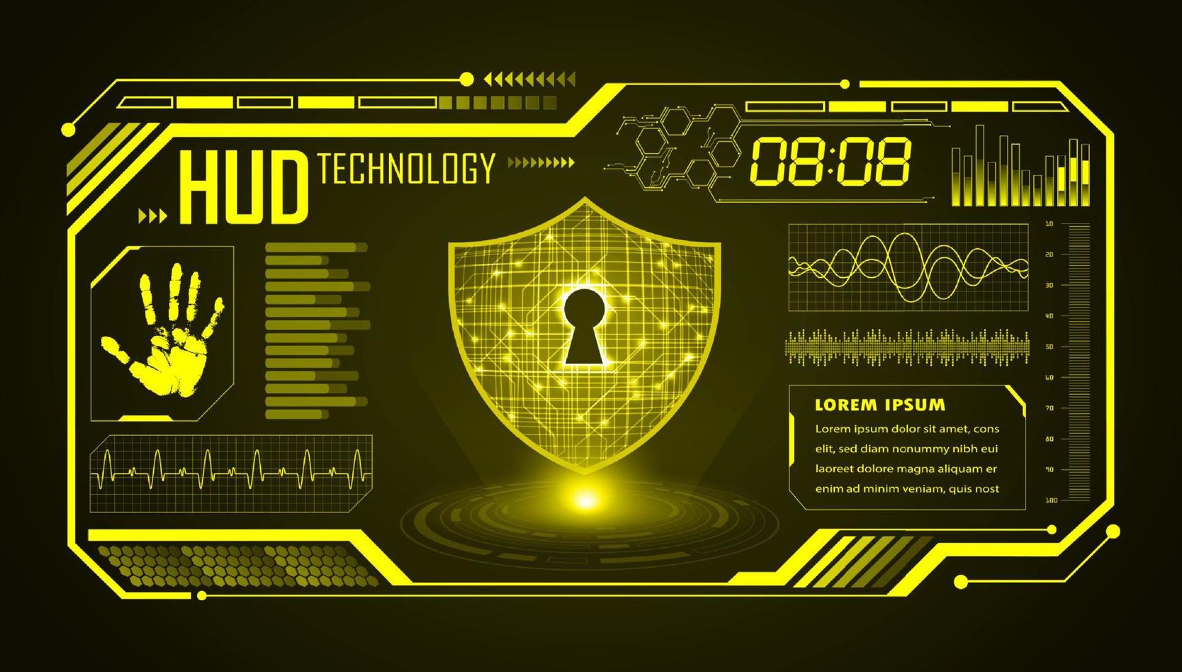 Modern HUD Technology Screen Background with lock vector