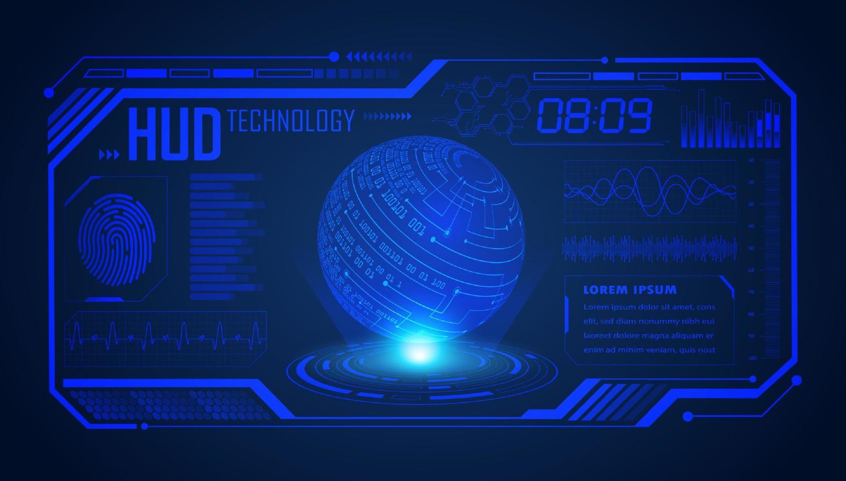 Modern HUD Technology Screen Background with blue globe vector