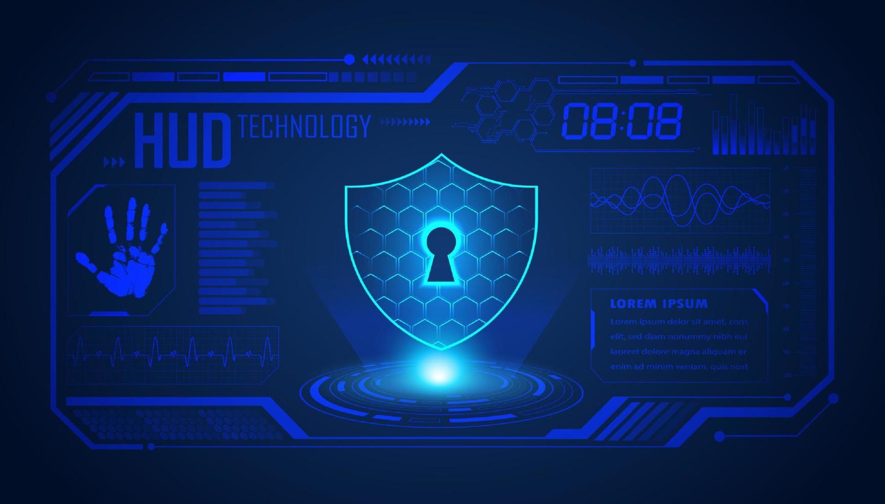 Modern HUD Technology Screen Background with lock vector