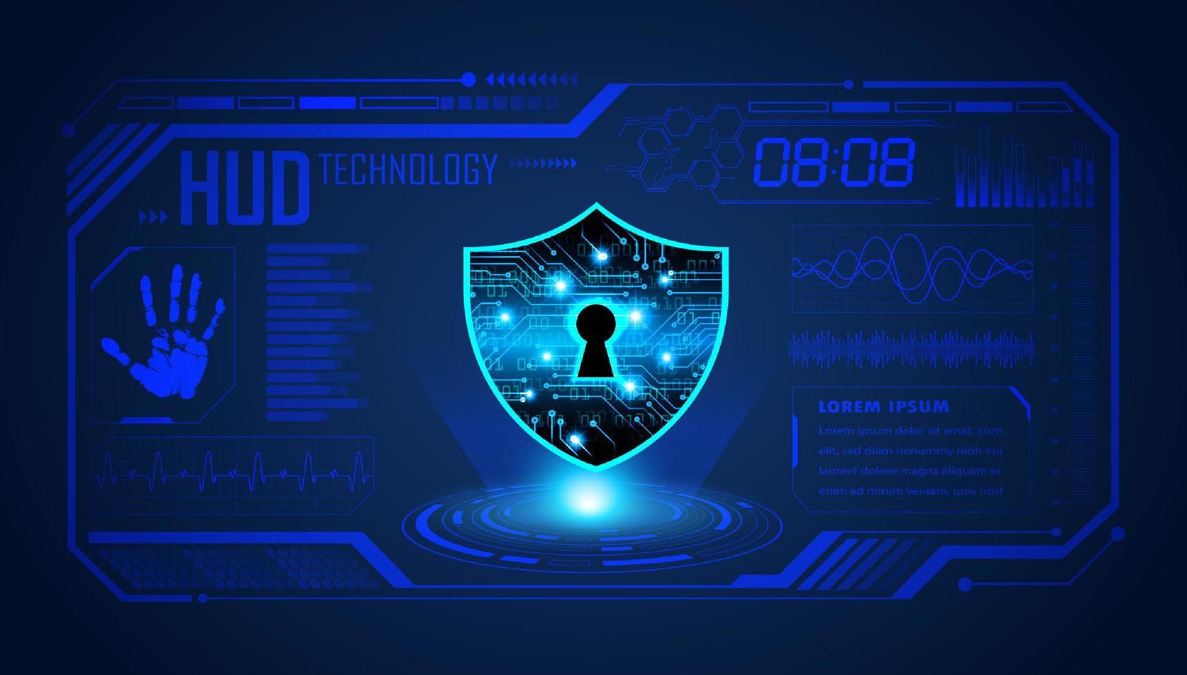 Modern HUD Technology Screen Background with lock vector