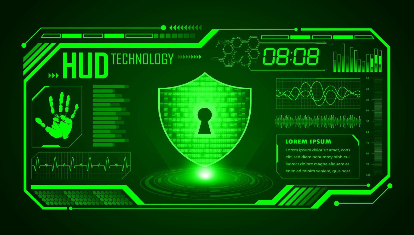 Modern HUD Technology Screen Background with lock vector