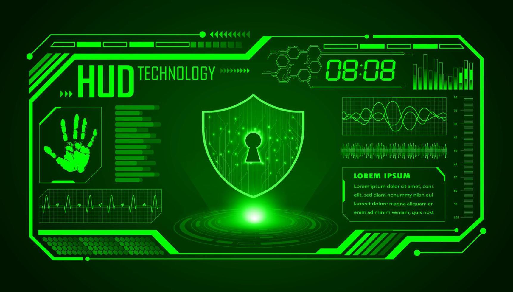 Modern HUD Technology Screen Background with lock vector