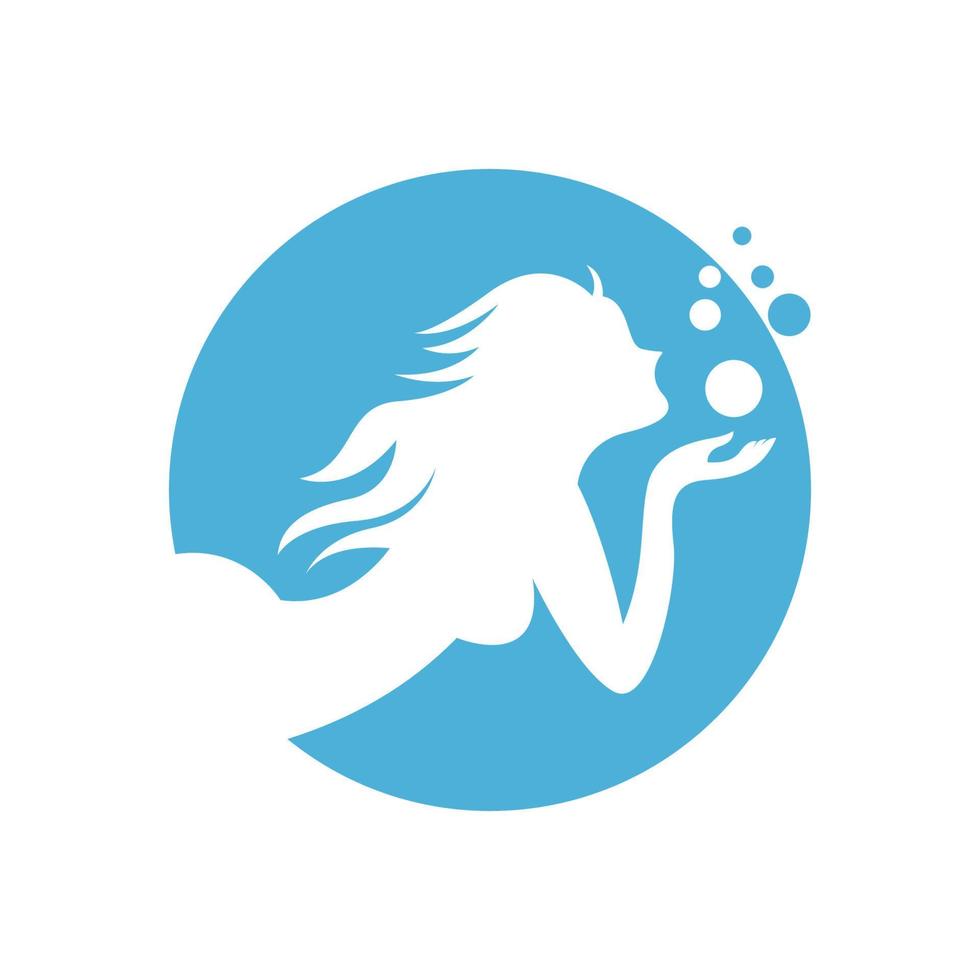 Ilustración de diseño de icono de logotipo de sirena vector