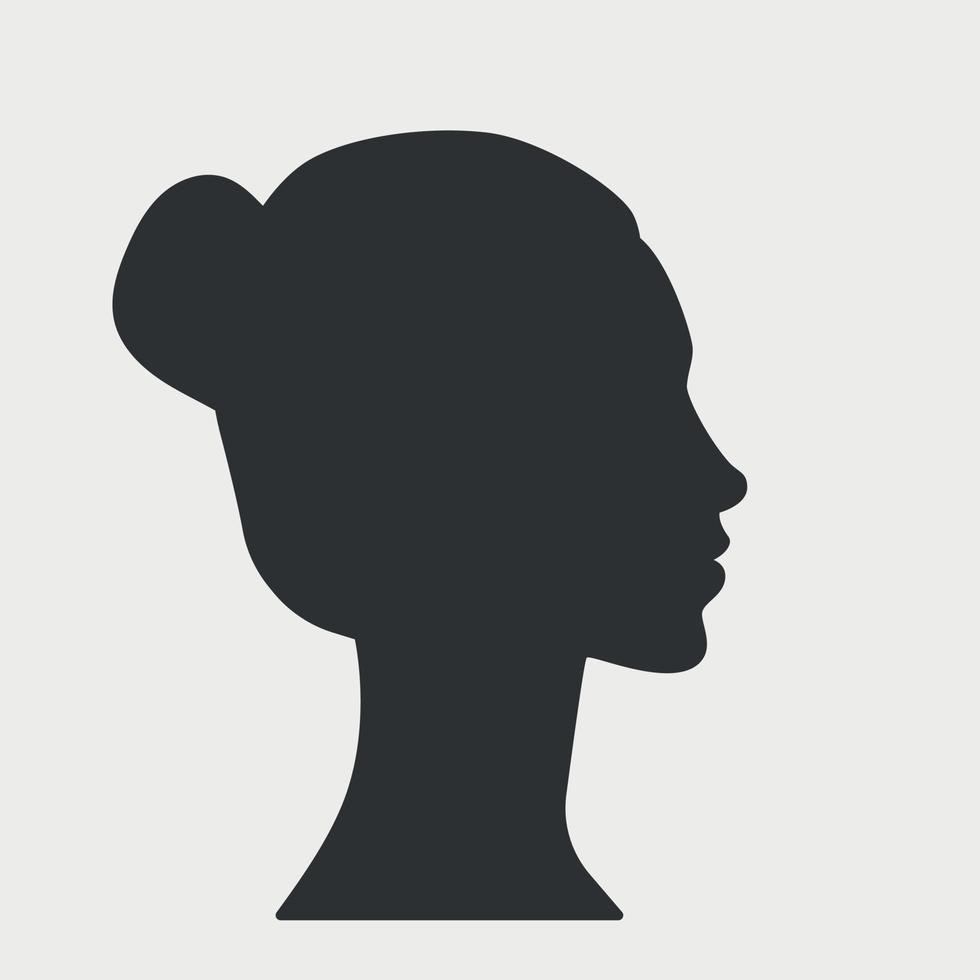 avatar de silueta de mujer. icono de rostro femenino. vector