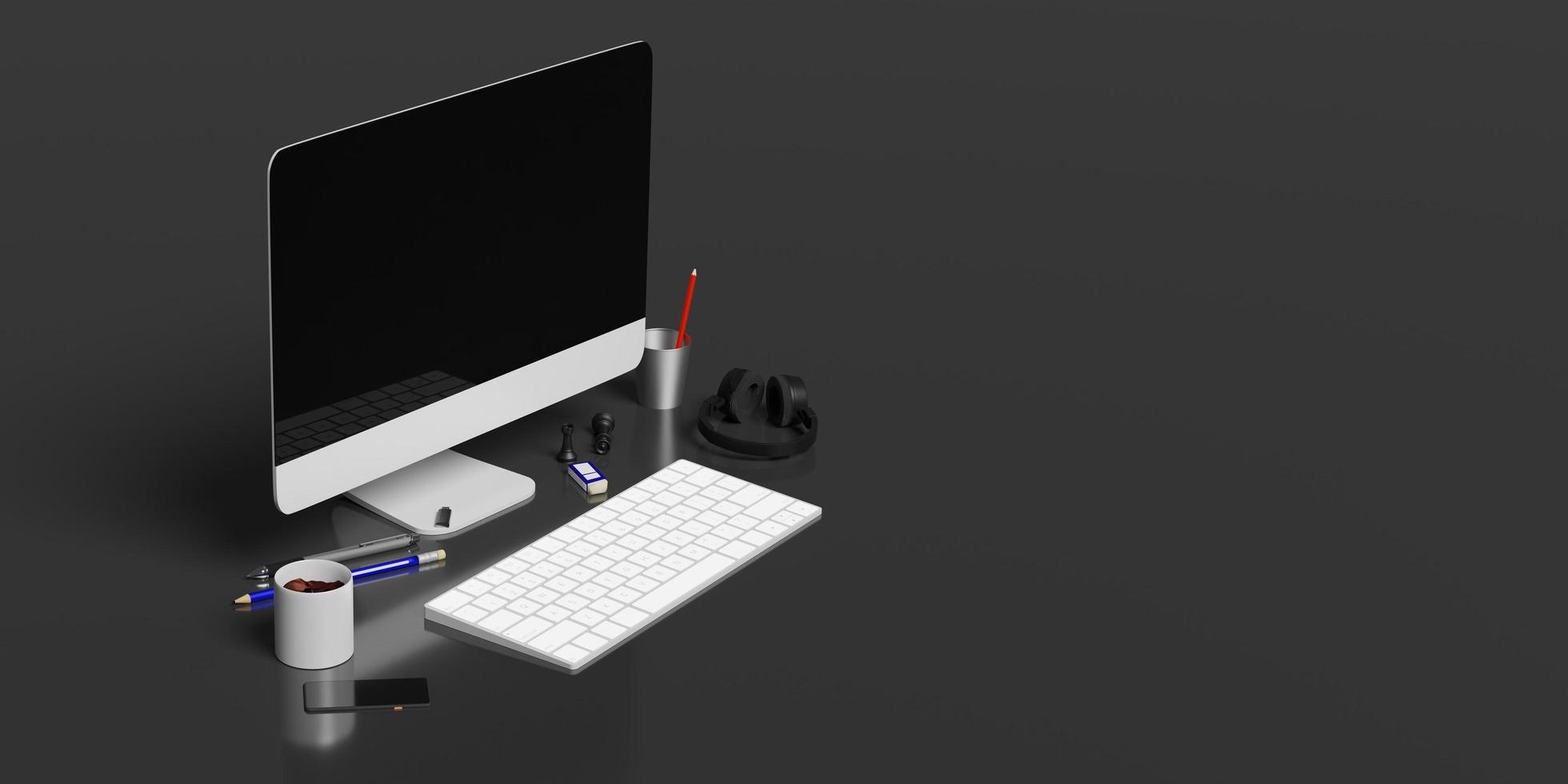 computer desk work desk workplace 3d illustration photo