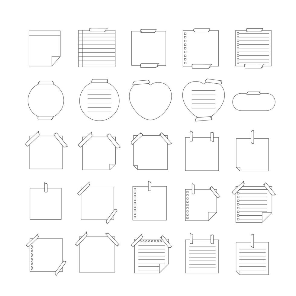 sticky notes line illustration bundles vector