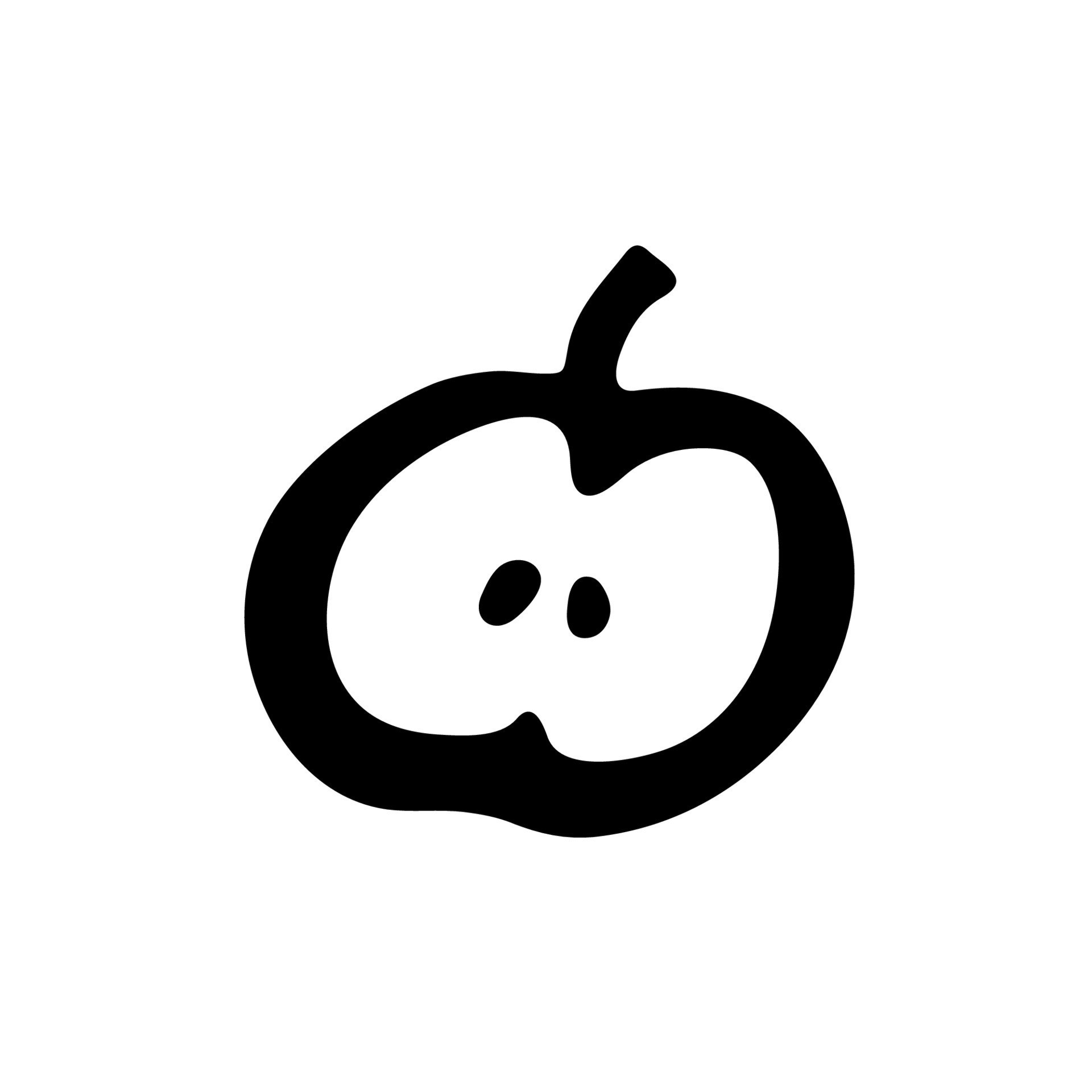Outline apple logo. Black hand drawn doodle sketch. Black vector