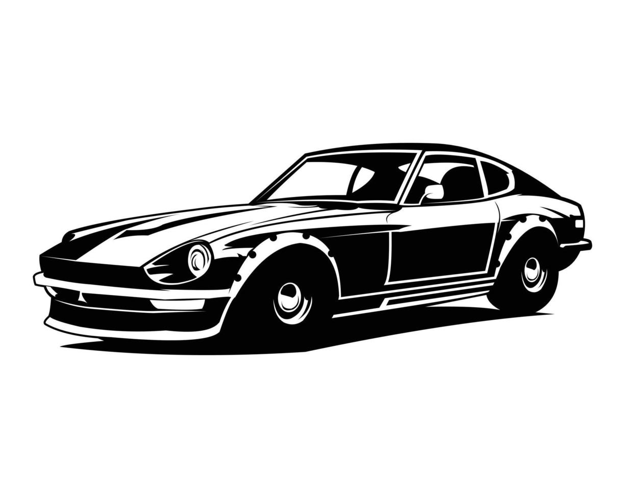 Japanese classic sports car logo isolated on a white background side view. vector illustration available in eps 10.