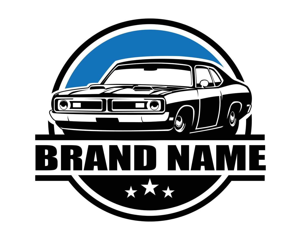 old muscle car logo isolated on white background side view. vector illustration available in eps 10.