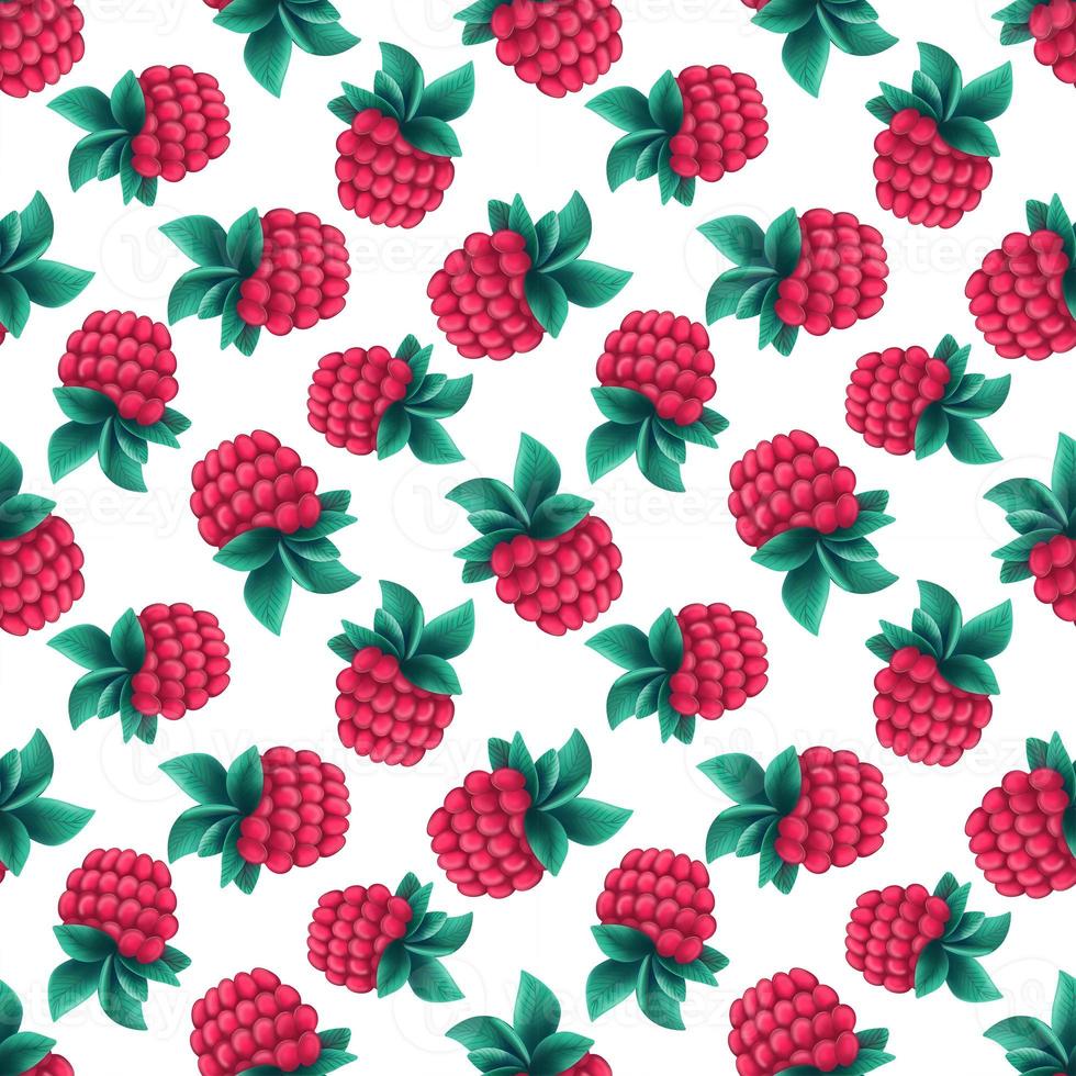 Seamless pattern with raspberry photo