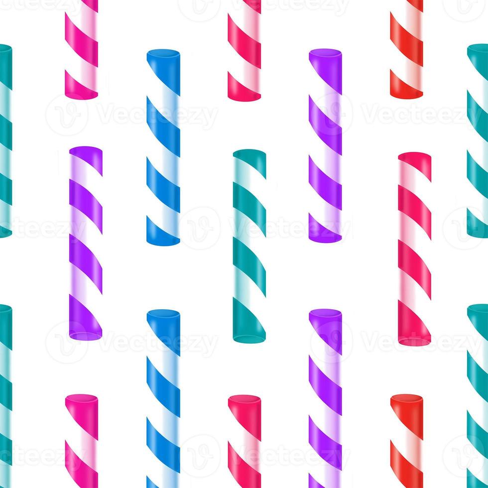 seamless pattern with multicolored striped candy sticks on a white background photo