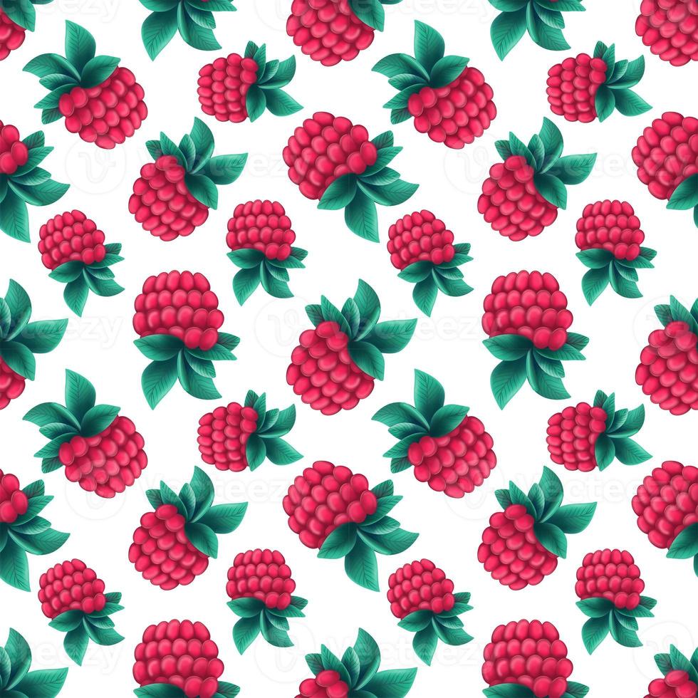 Seamless pattern with raspberry photo