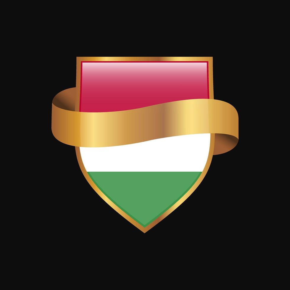 Hungary flag Golden badge design vector
