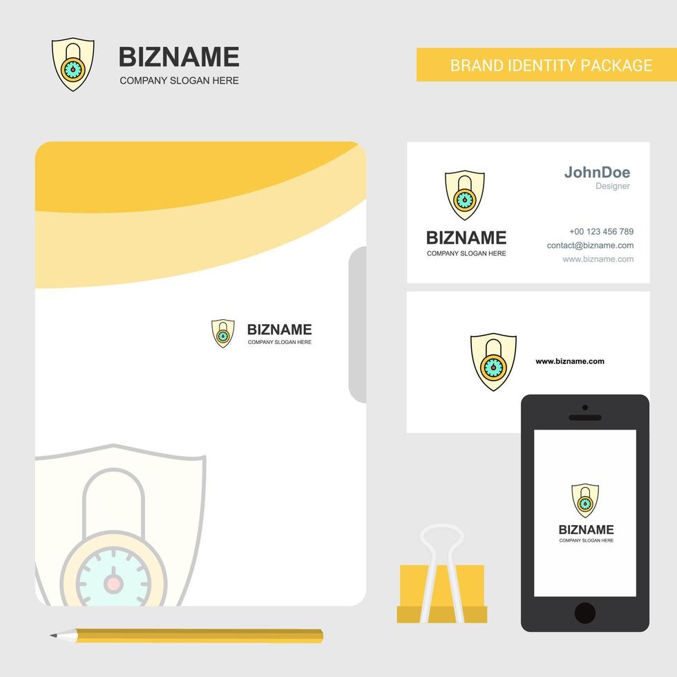 Protected Business Logo File Cover Visiting Card and Mobile App Design Vector Illustration