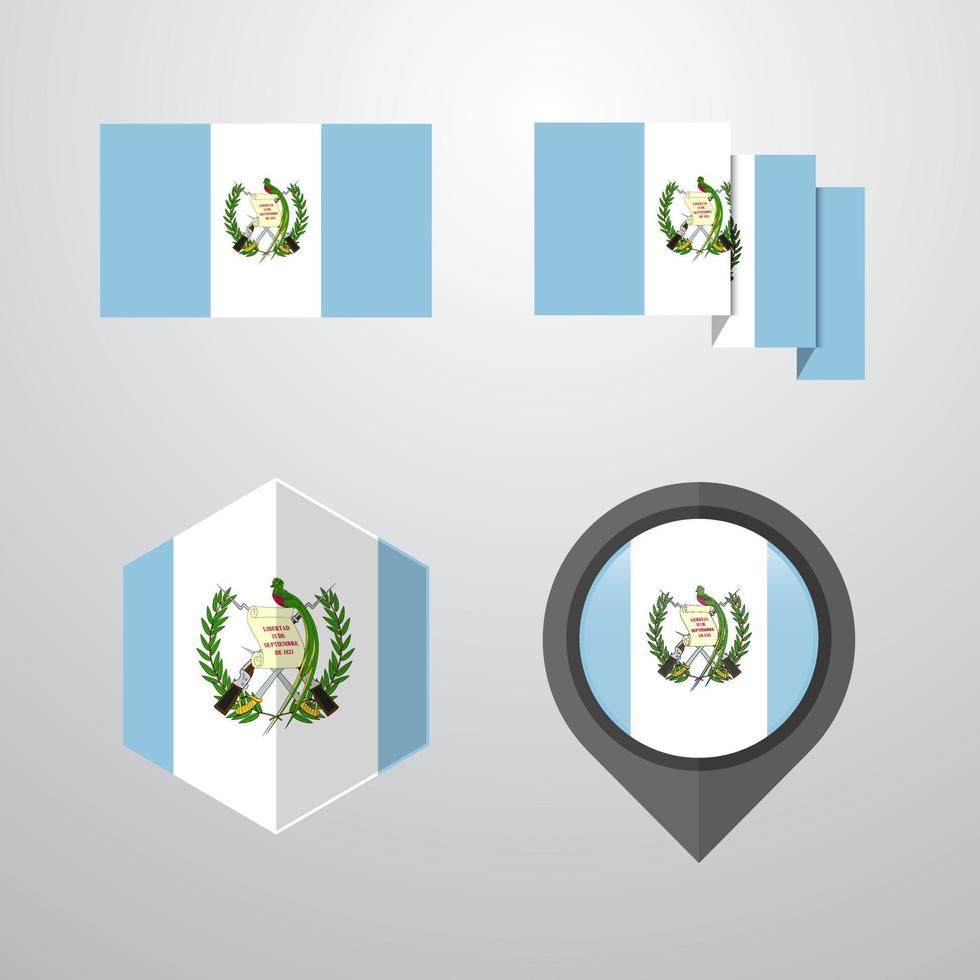 Guatemala flag design set vector