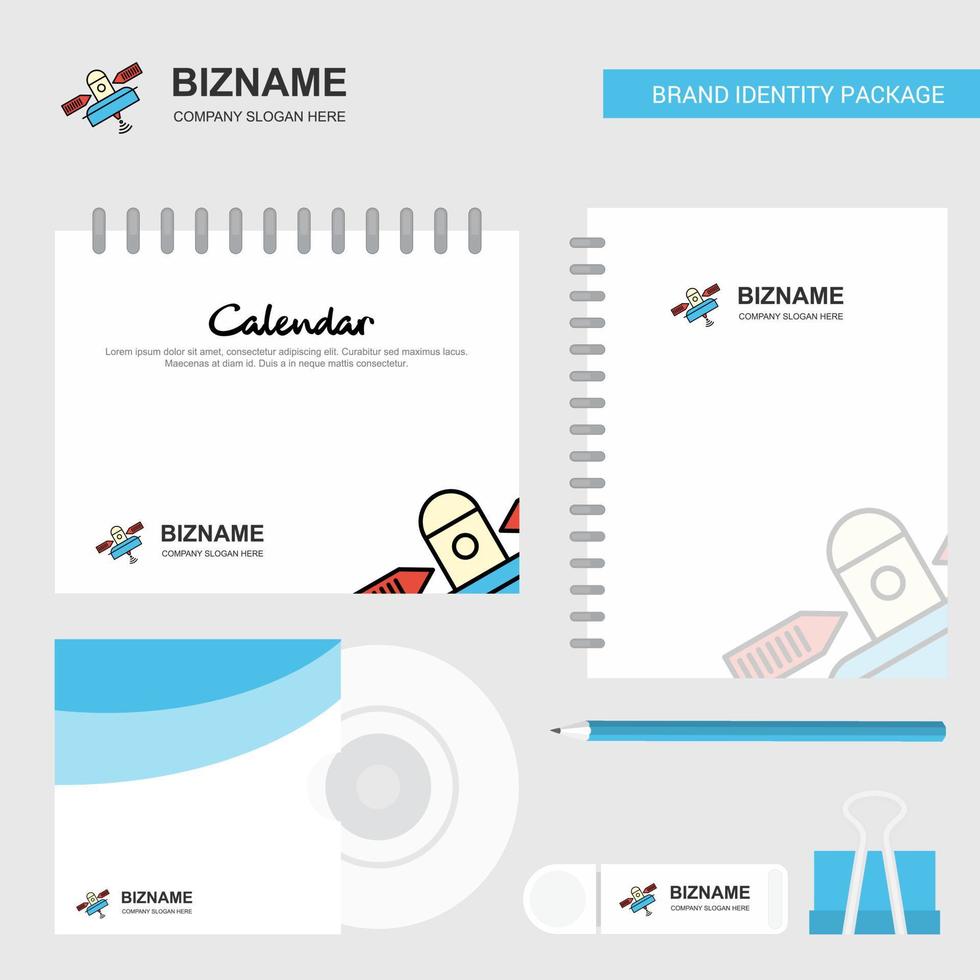 Satellite Logo Calendar Template CD Cover Diary and USB Brand Stationary Package Design Vector Template