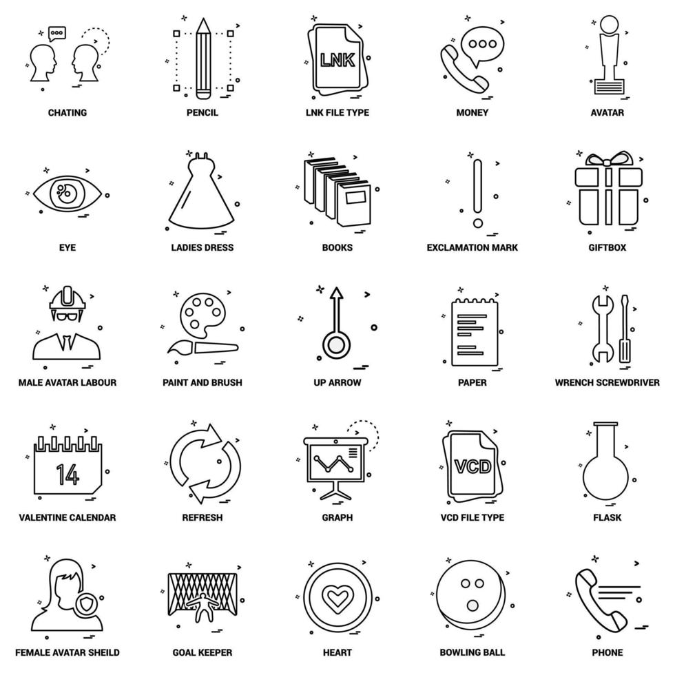 25 Business Concept Mix Line Icon set vector