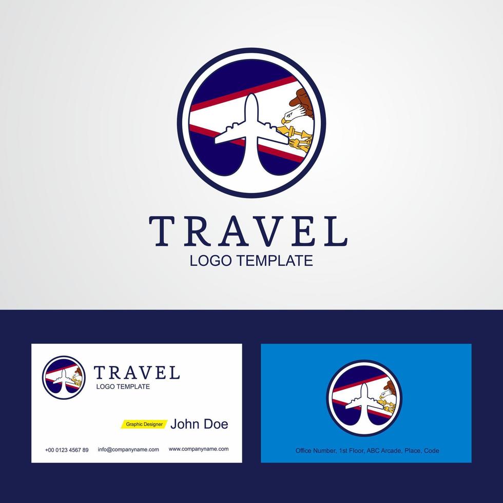 logotipo de bandera de círculo creativo de samoa americana de viaje y diseño de tarjeta de visita vector