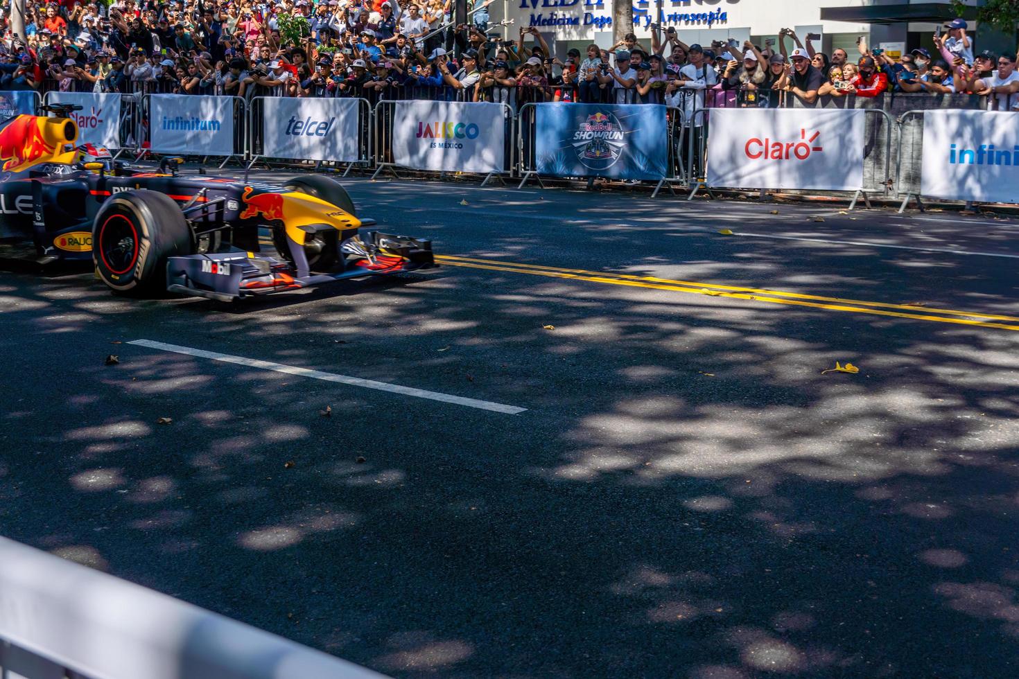 GUADALAJARA, MEXICO - OCTOBER 25 2022 Showrun Checo Perez, formula 1 red bull single seater rb7 photo