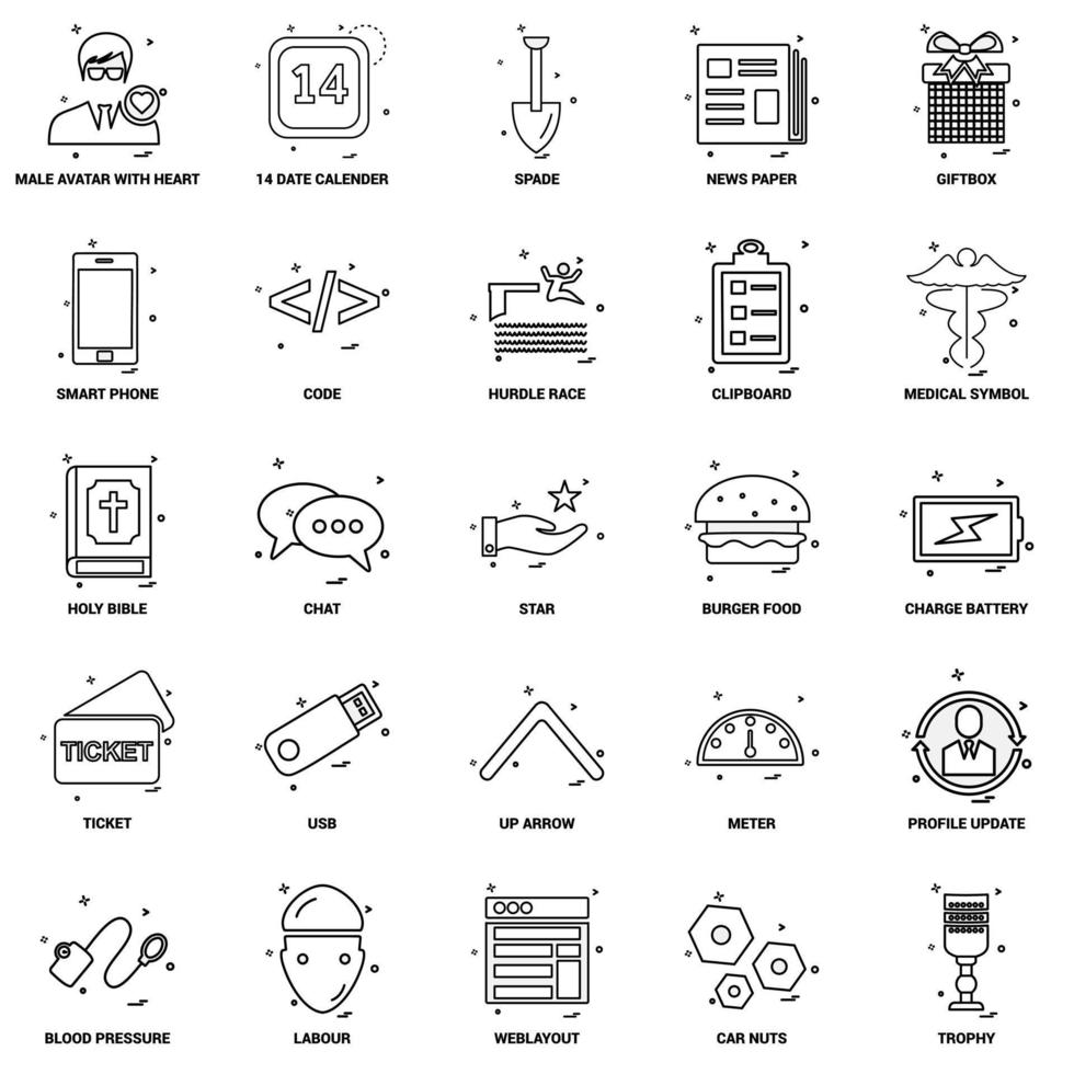 25 Business Concept Mix Line Icon set vector