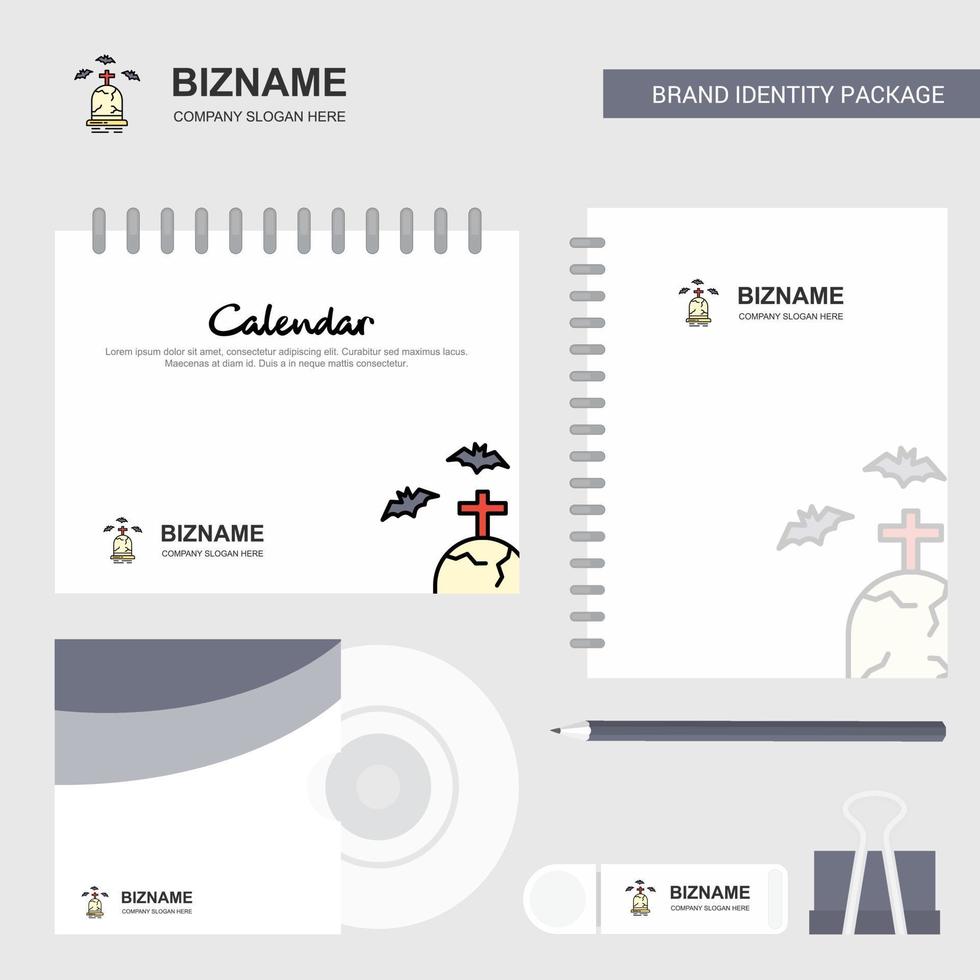 Grave Logo Calendar Template CD Cover Diary and USB Brand Stationary Package Design Vector Template