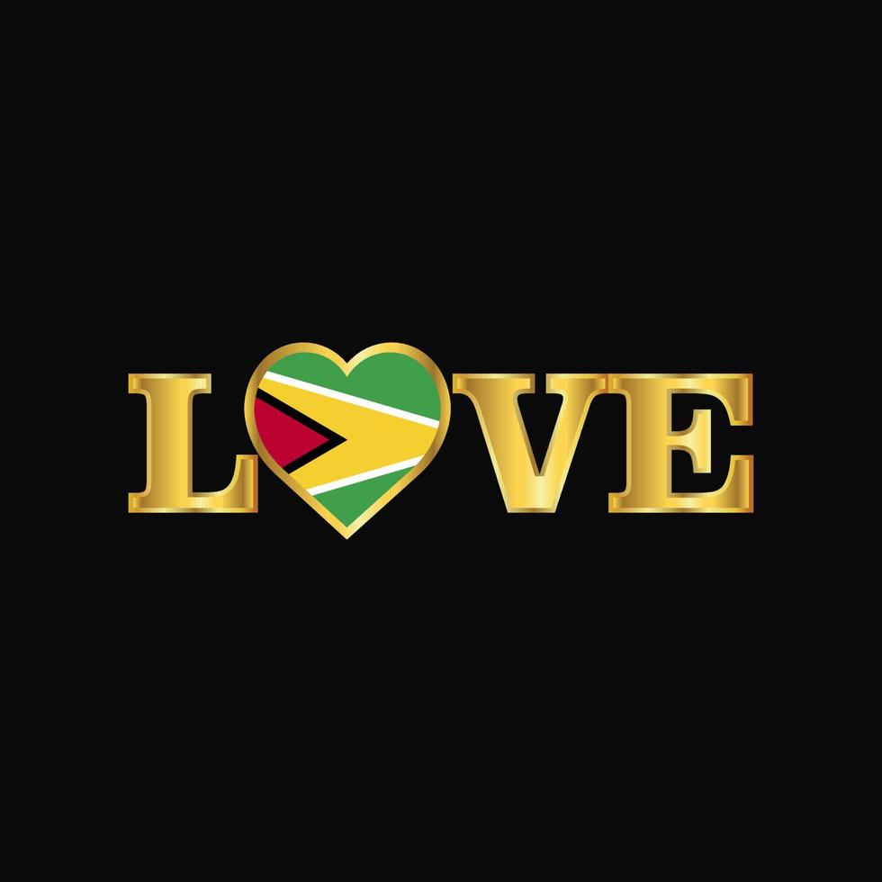 Golden Love typography Guyana flag design vector