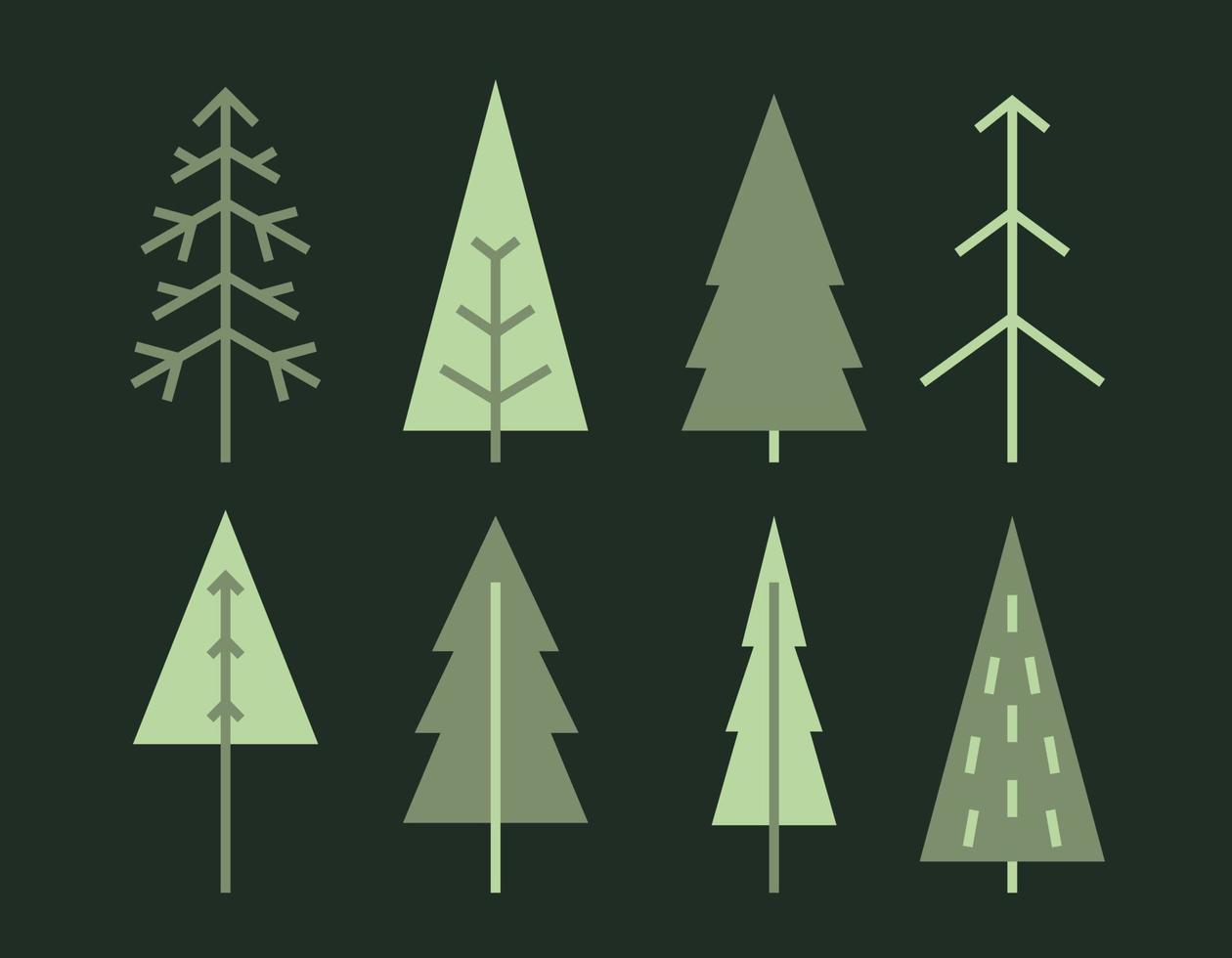 Set of Christmas trees. Beautiful design elements in flat style. vector